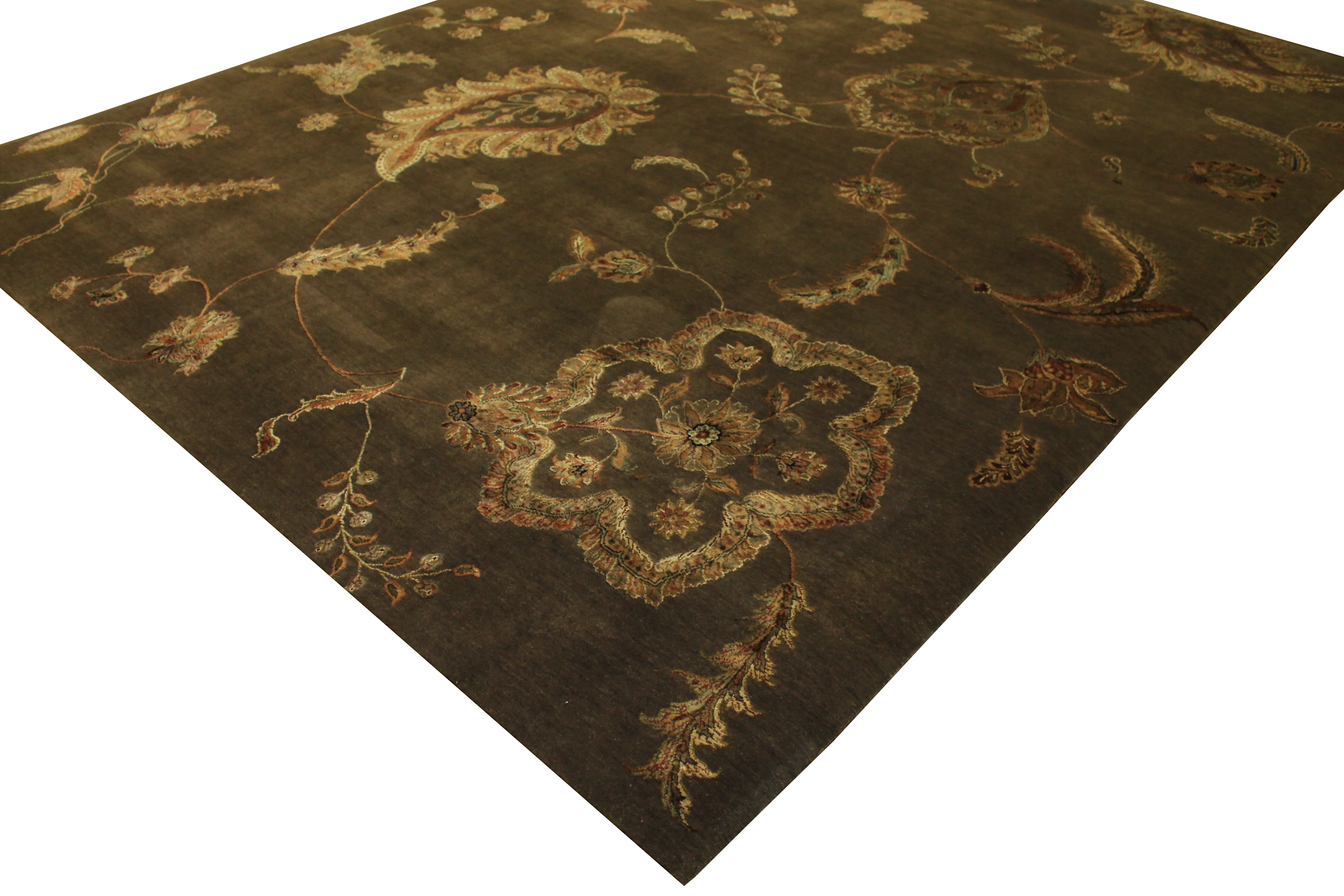 Clearance & Discount Rugs Kashan S Flowers 11260 Lt. Brown - Chocolate Hand Knotted Rug