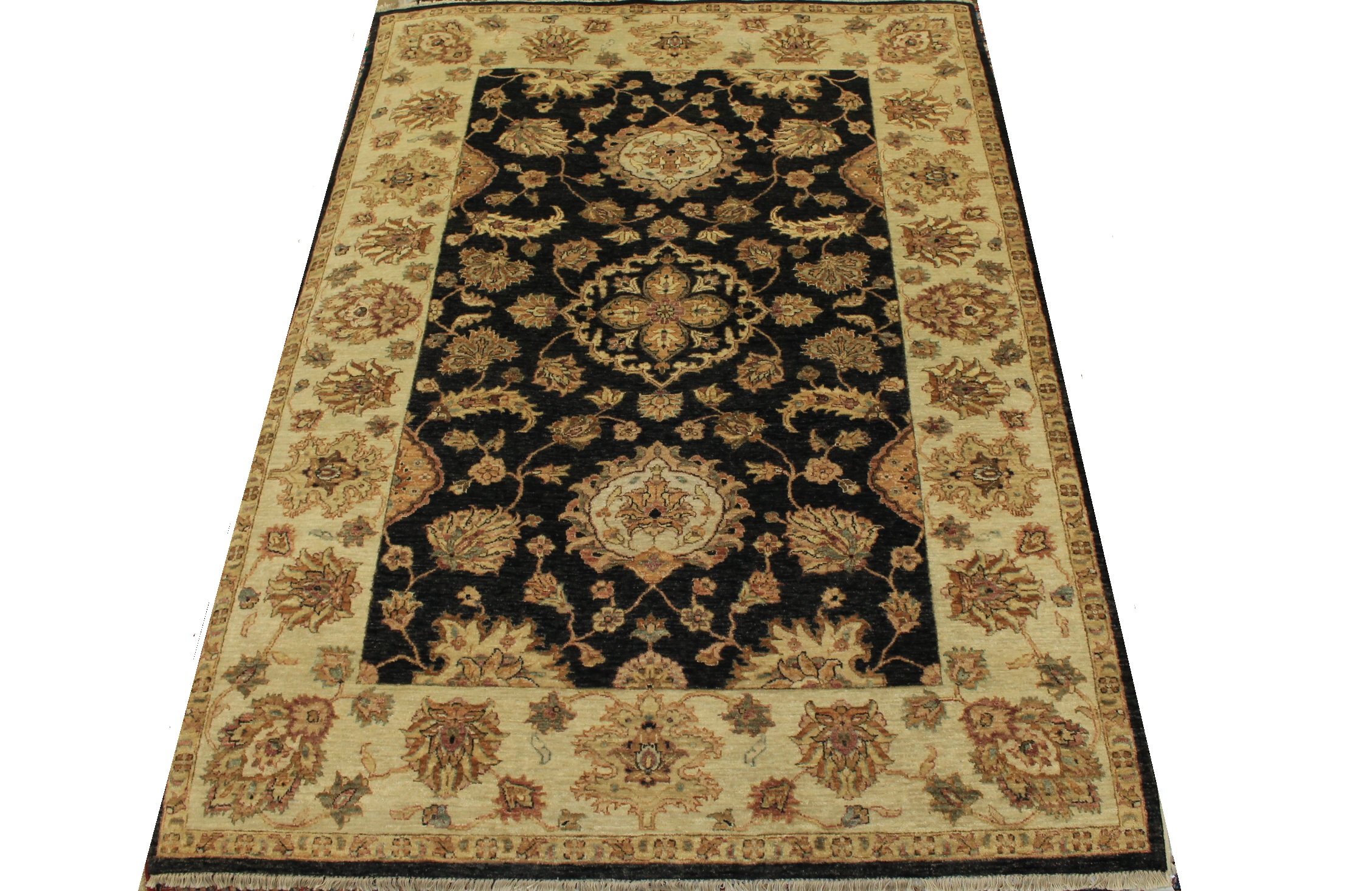 Clearance & Discount Rugs Sultan 11370 Black - Charcoal & Ivory - Beige Hand Knotted Rug