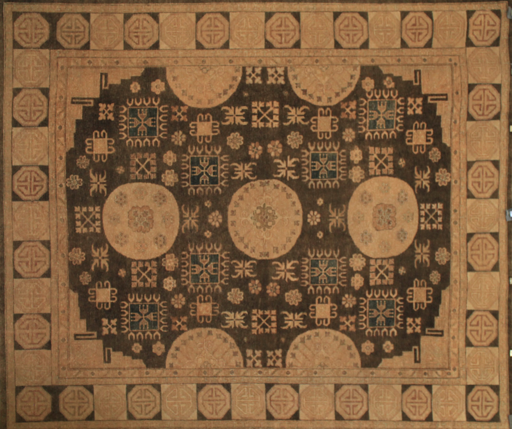 Clearance & Discount Rugs Sultan 11493 Black - Charcoal & Lt. Gold - Gold Hand Knotted Rug