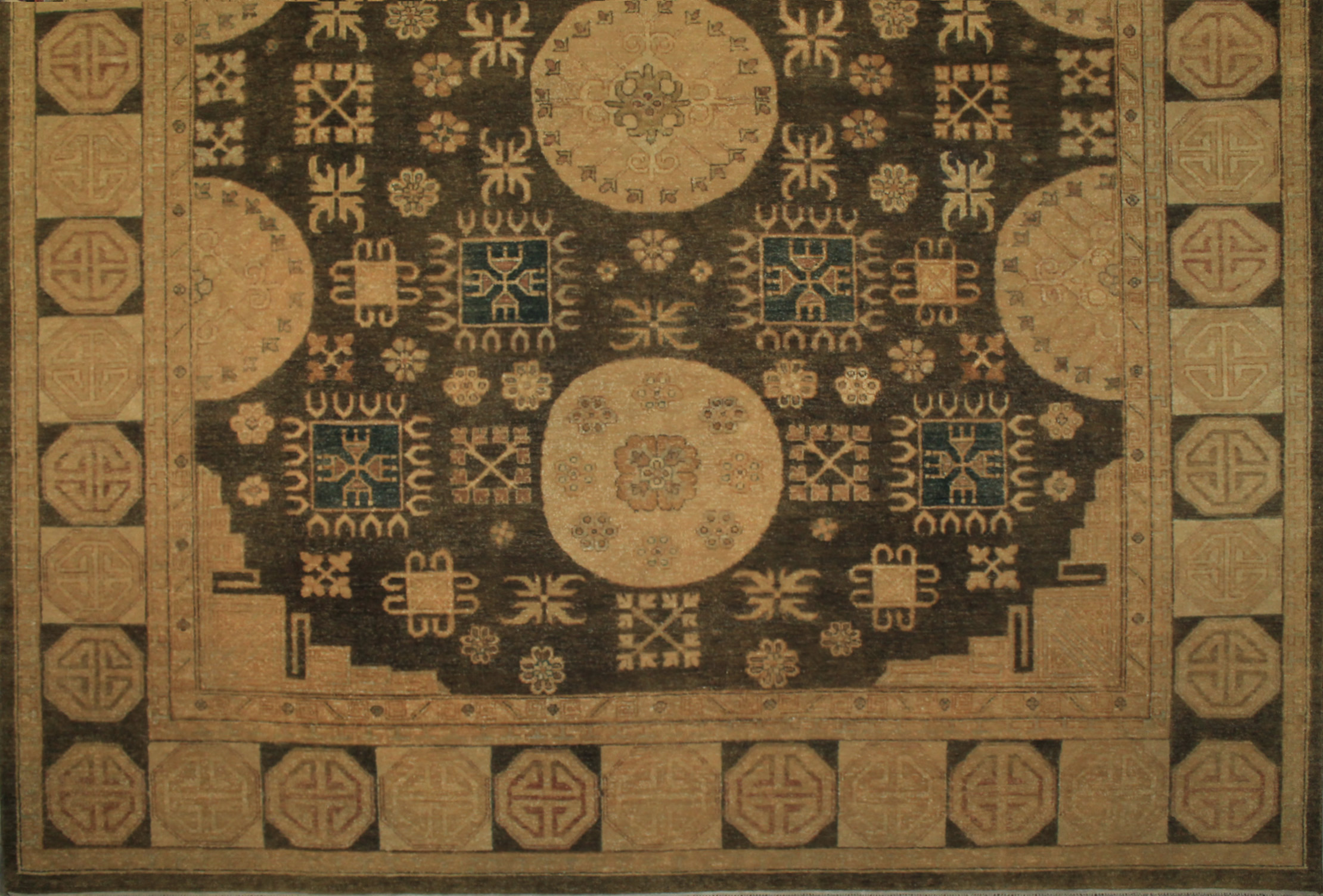 Clearance & Discount Rugs Sultan 11493 Black - Charcoal & Lt. Gold - Gold Hand Knotted Rug