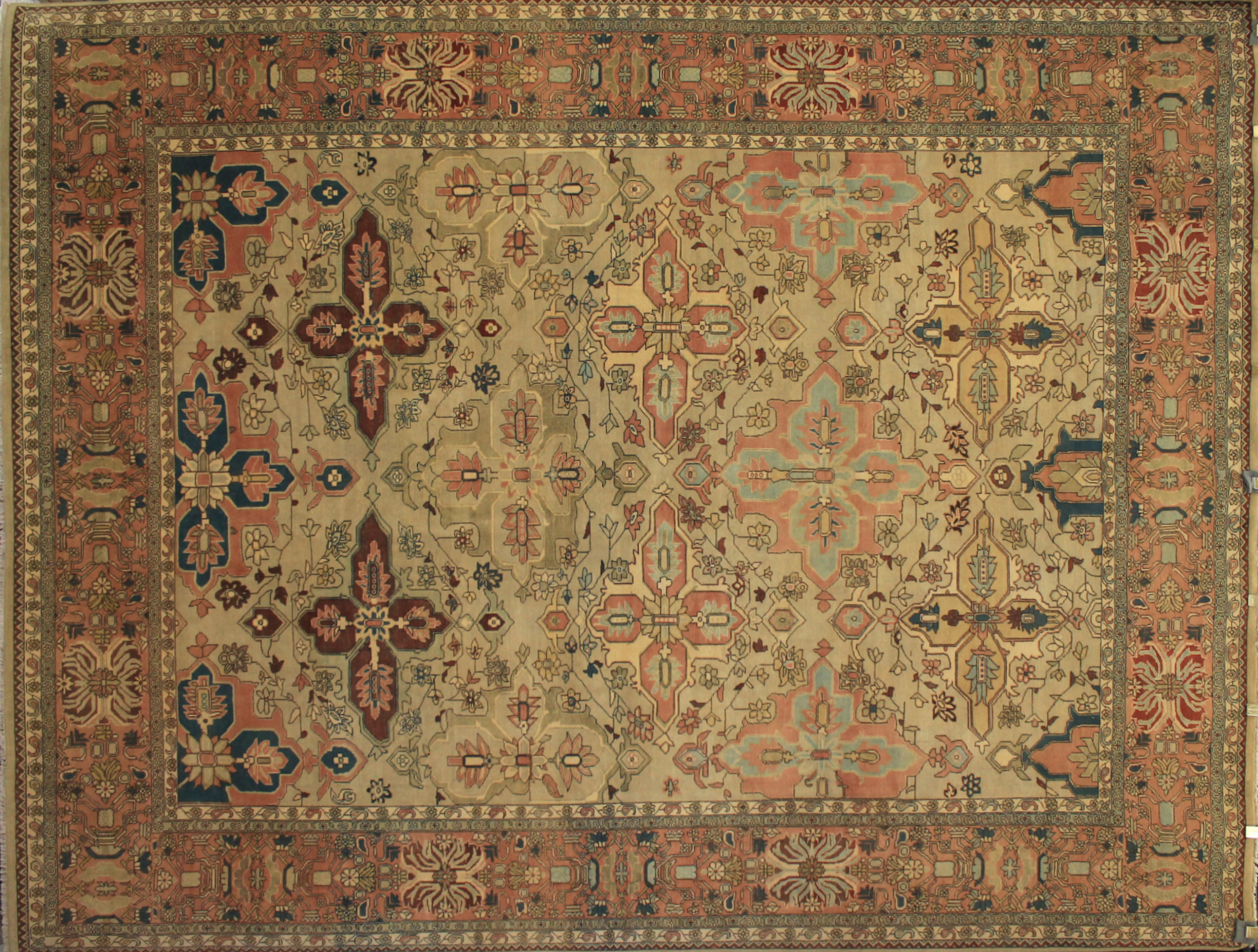 Clearance & Discount Rugs Antique Reproduction 11538 Lt. Gold - Gold & Rust - Orange Hand Knotted Rug