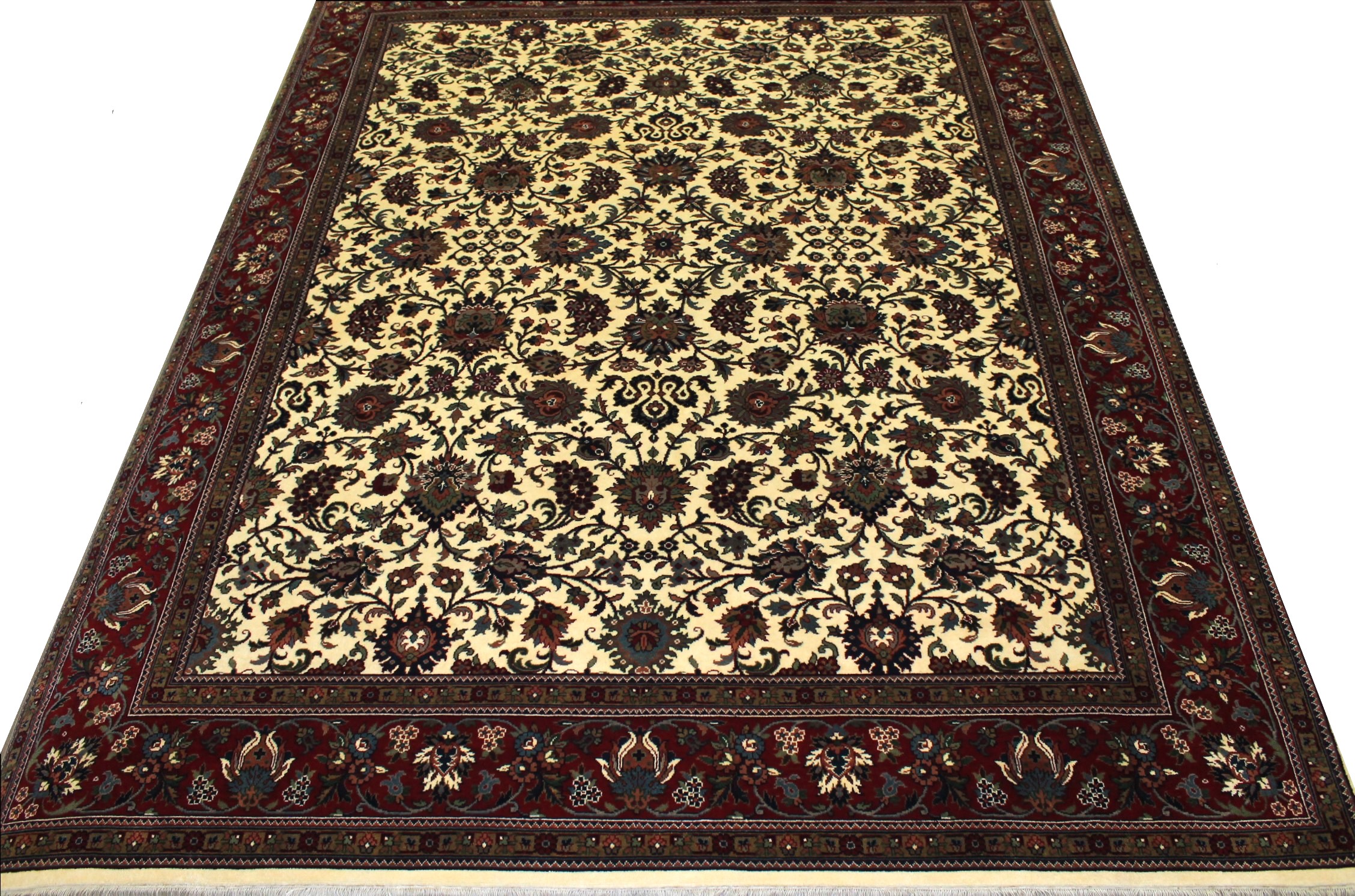 Clearance & Discount Rugs Keshmar 11571 Ivory - Beige & Red - Burgundy Hand Knotted Rug