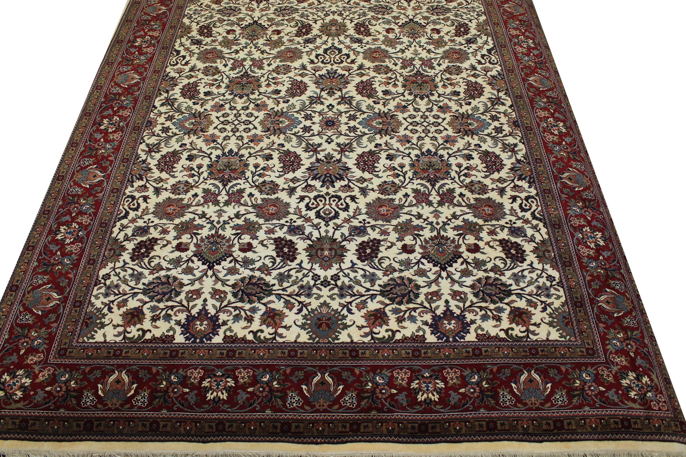 Clearance & Discount Rugs Keshmar 11571 Ivory - Beige & Red - Burgundy Hand Knotted Rug