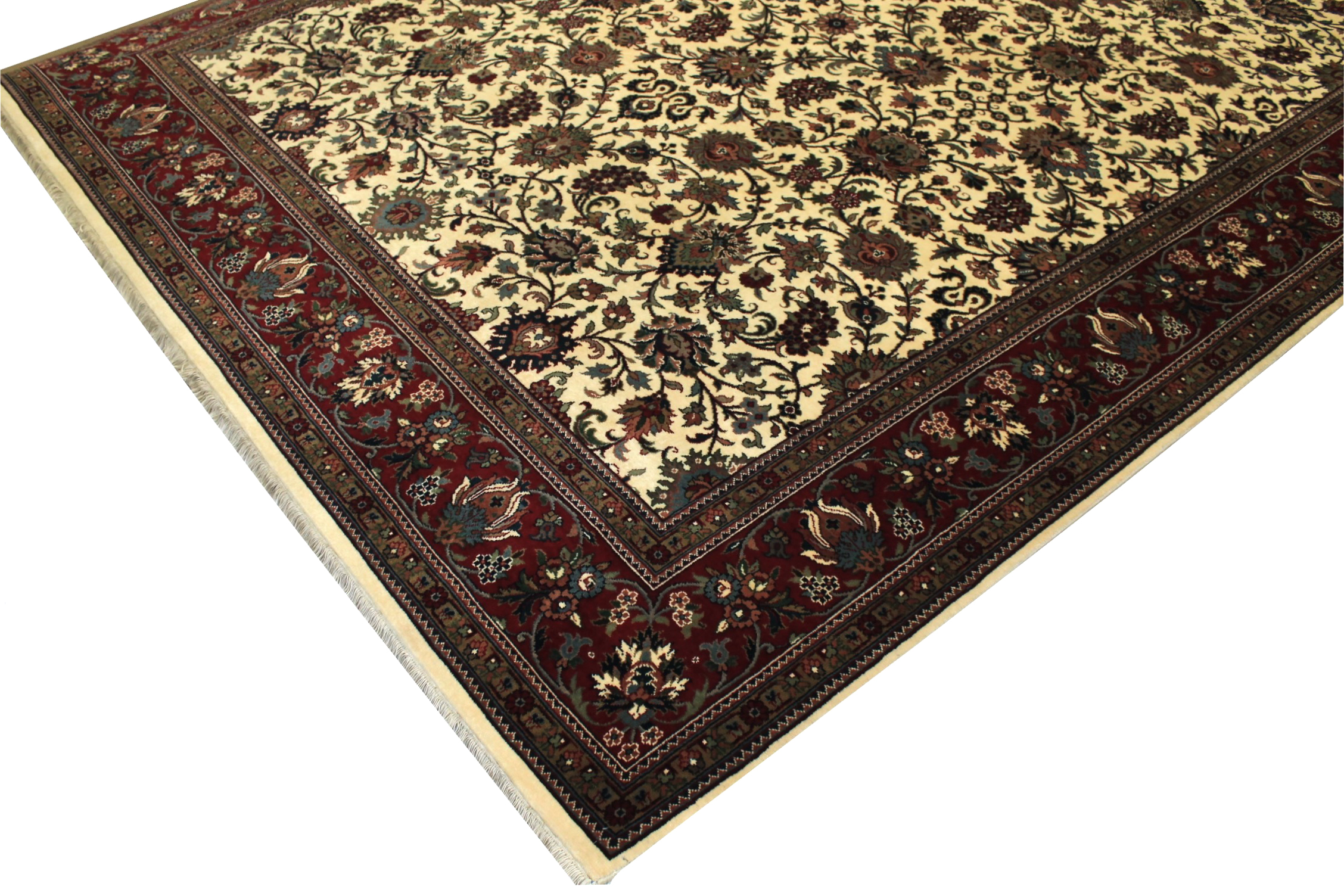 Clearance & Discount Rugs Keshmar 11571 Ivory - Beige & Red - Burgundy Hand Knotted Rug