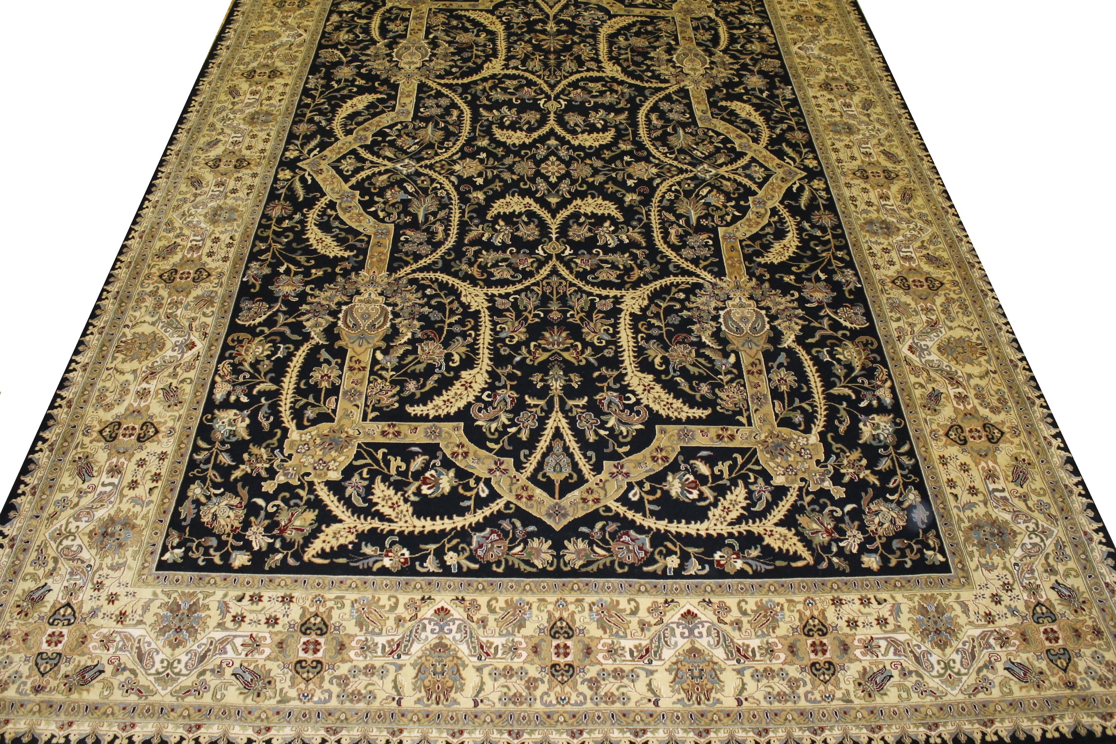Clearance & Discount Rugs S-20 11627 Black - Charcoal & Lt. Gold - Gold Hand Knotted Rug