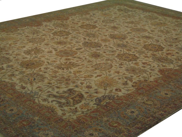 Clearance & Discount Rugs A. Lavar 11665 Ivory - Beige & Lt. Green Hand Knotted Rug