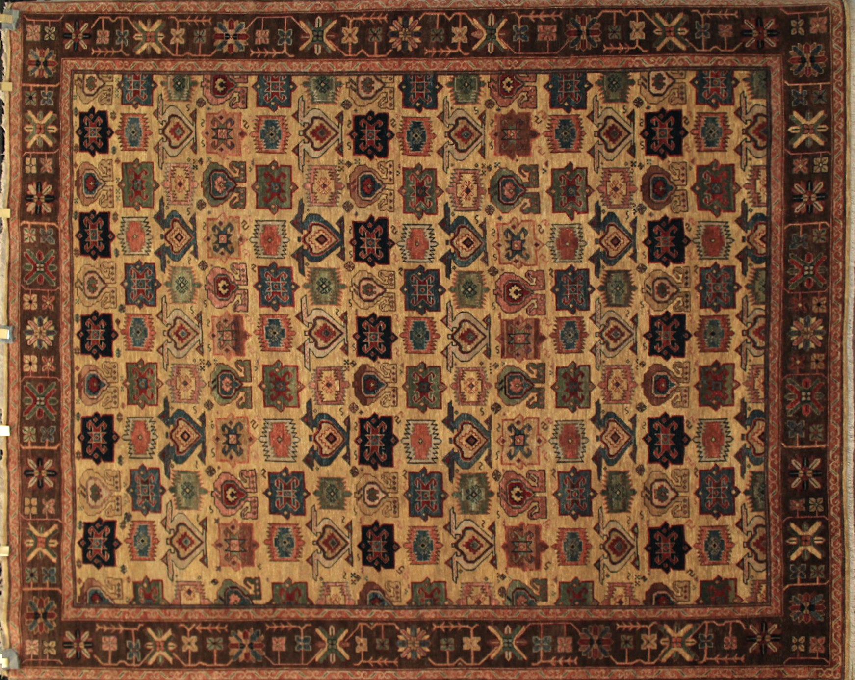 Clearance & Discount Rugs 12170 12170 Lt. Gold - Gold & Lt. Brown - Chocolate Hand Knotted Rug