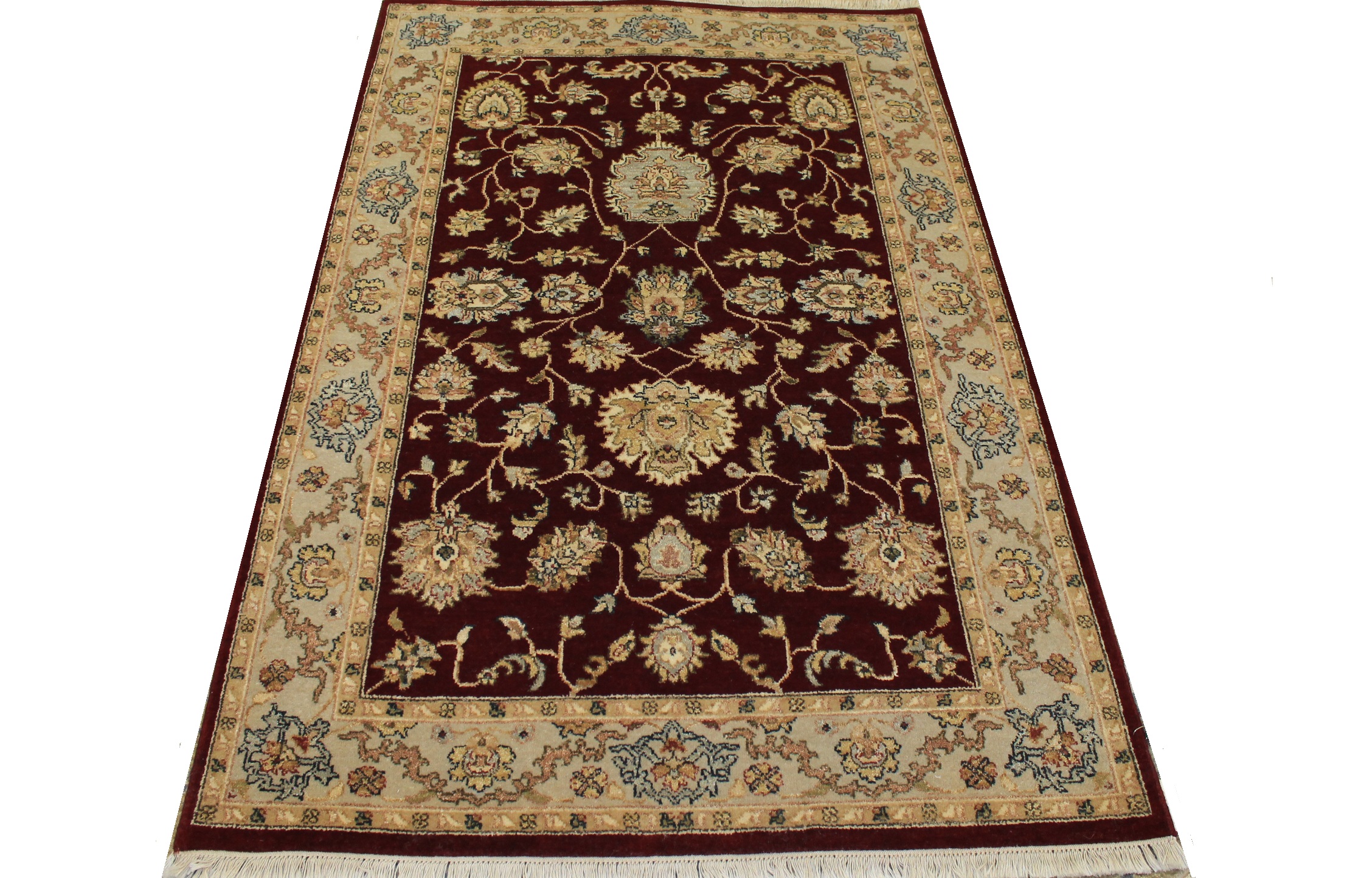 Clearance & Discount Rugs Classic 12235 Red - Burgundy & Ivory - Beige Hand Knotted Rug