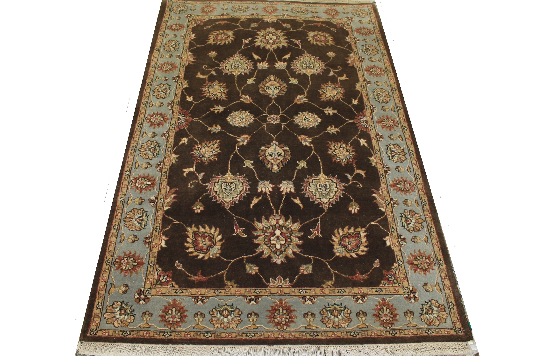 Clearance & Discount Rugs Classic 12237 Lt. Brown - Chocolate & Lt. Blue - Blue Hand Knotted Rug