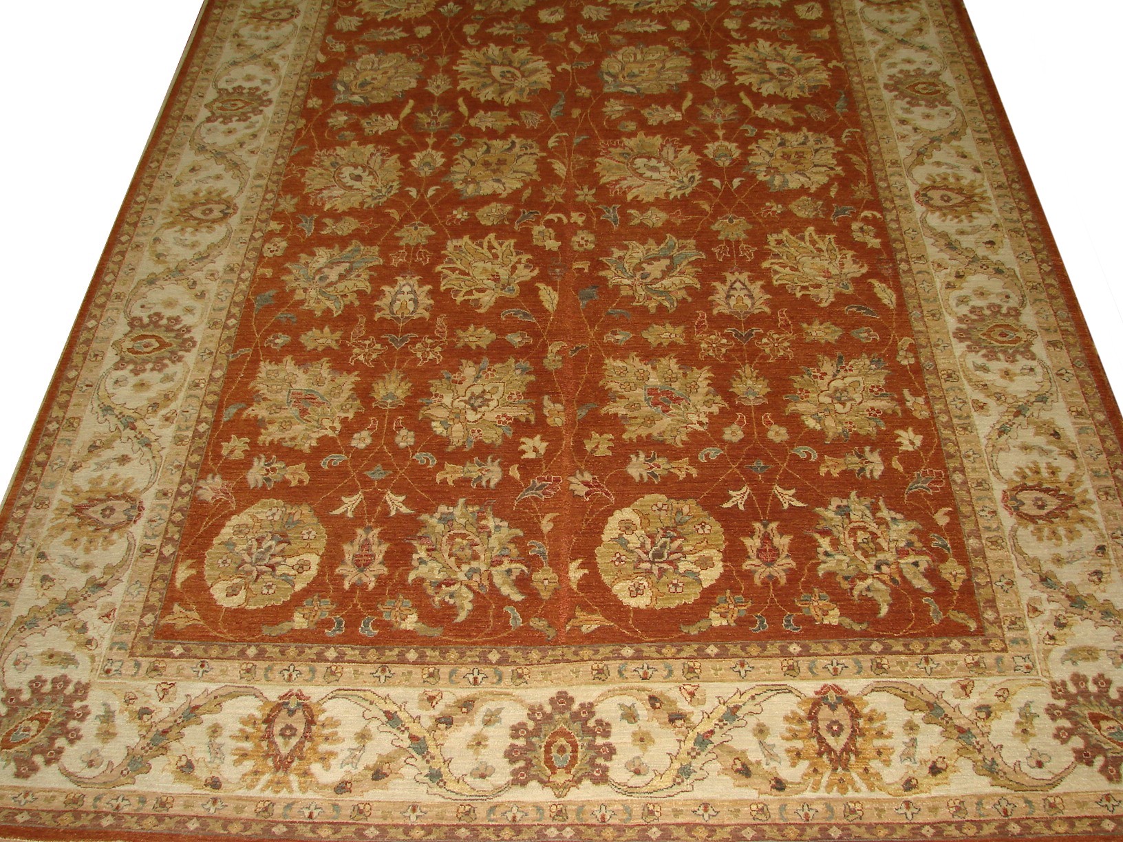 Clearance & Discount Rugs Sultan 12268 Rust - Orange & Ivory - Beige Hand Knotted Rug