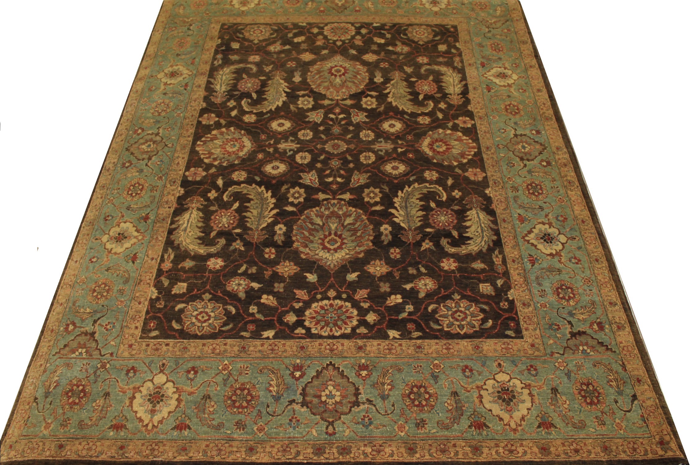 Clearance & Discount Rugs Khyber 12345 Lt. Brown - Chocolate & Green Hand Knotted Rug