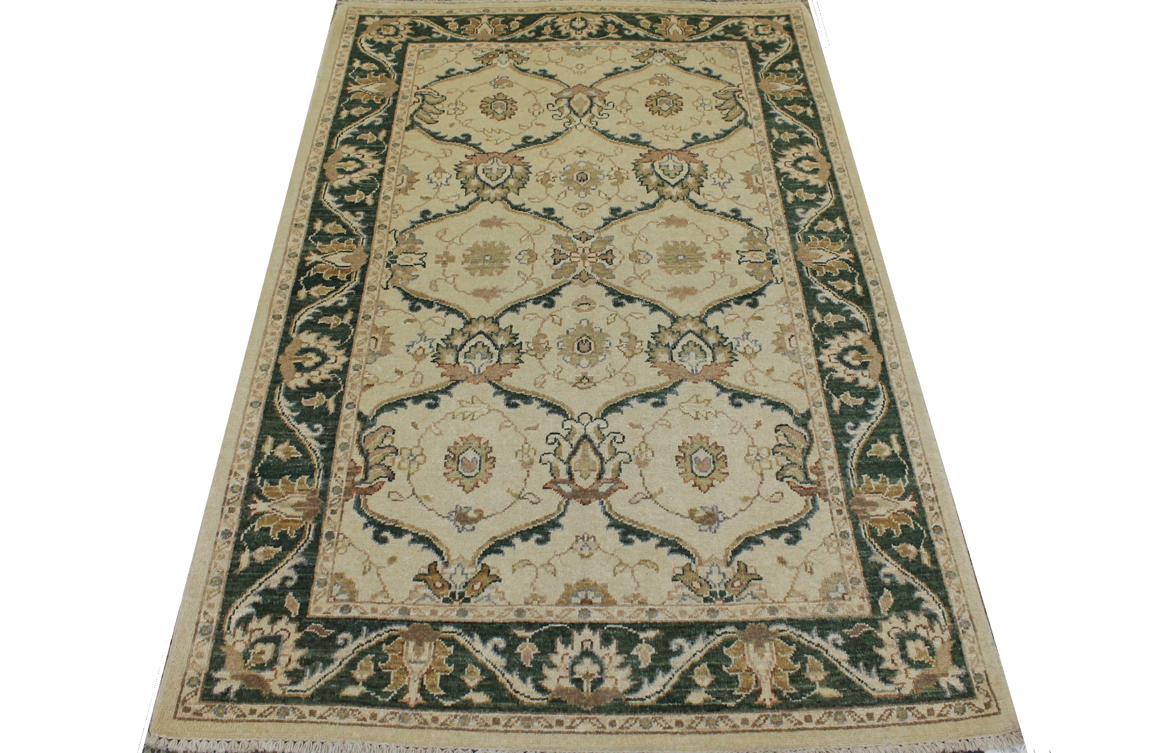 Clearance & Discount Rugs Chobi 12389 Ivory - Beige & Green Hand Knotted Rug