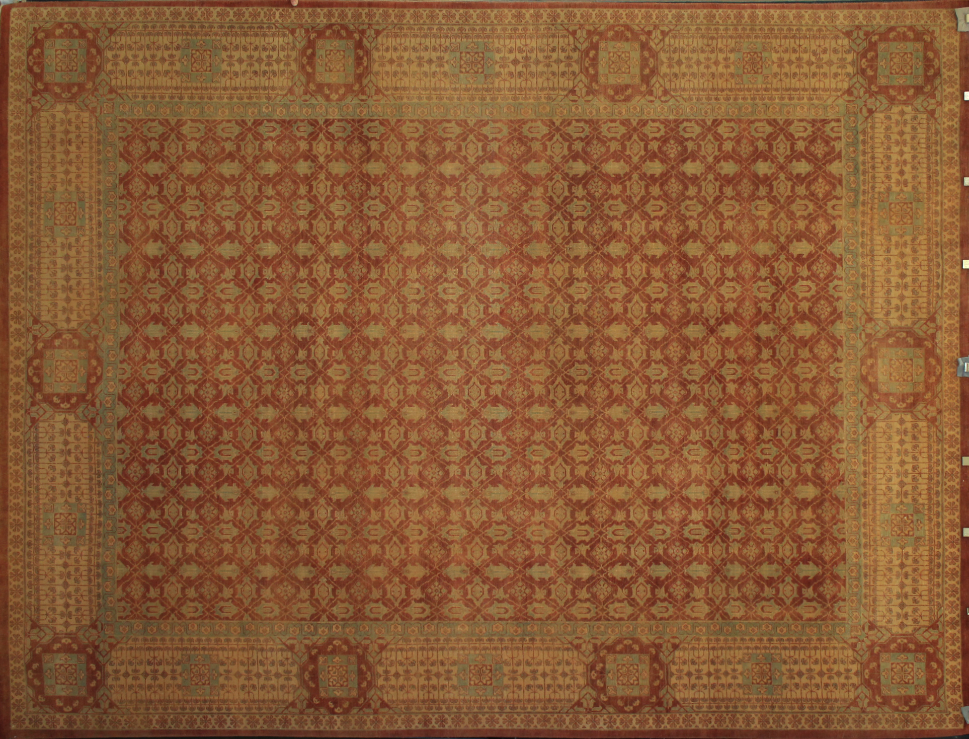 Clearance & Discount Rugs Antique Reproduction 13126 Rust - Orange & Lt. Gold - Gold Hand Knotted Rug