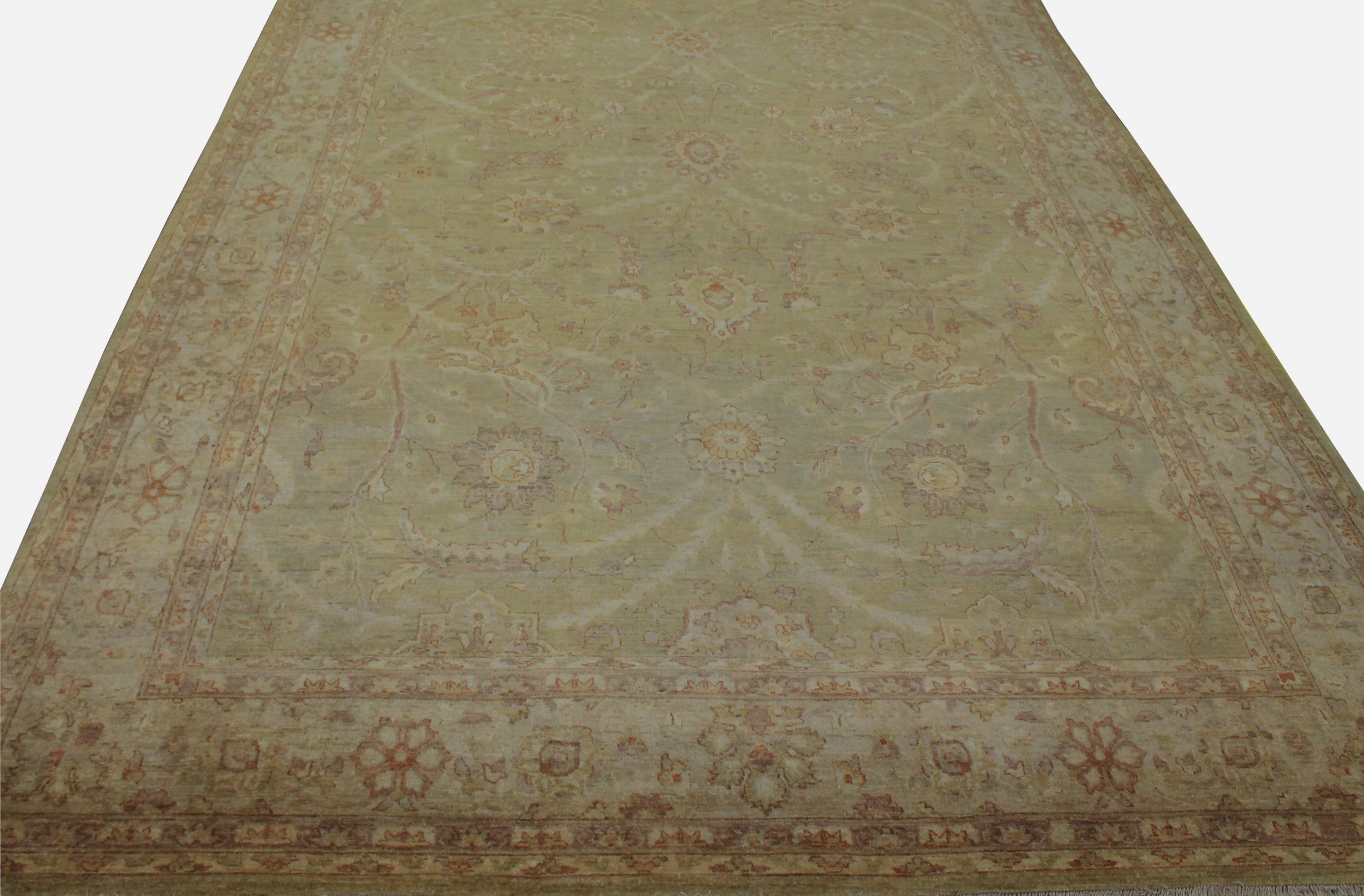Clearance & Discount Rugs Chobi 13196 Green & Ivory - Beige Hand Knotted Rug