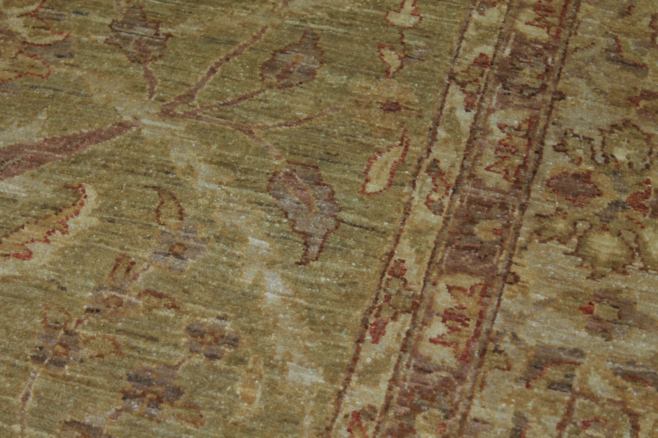 Clearance & Discount Rugs Chobi 13196 Green & Ivory - Beige Hand Knotted Rug