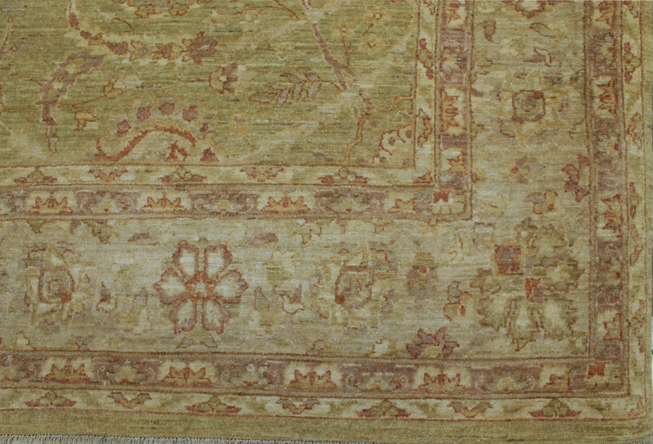 Clearance & Discount Rugs Chobi 13196 Green & Ivory - Beige Hand Knotted Rug