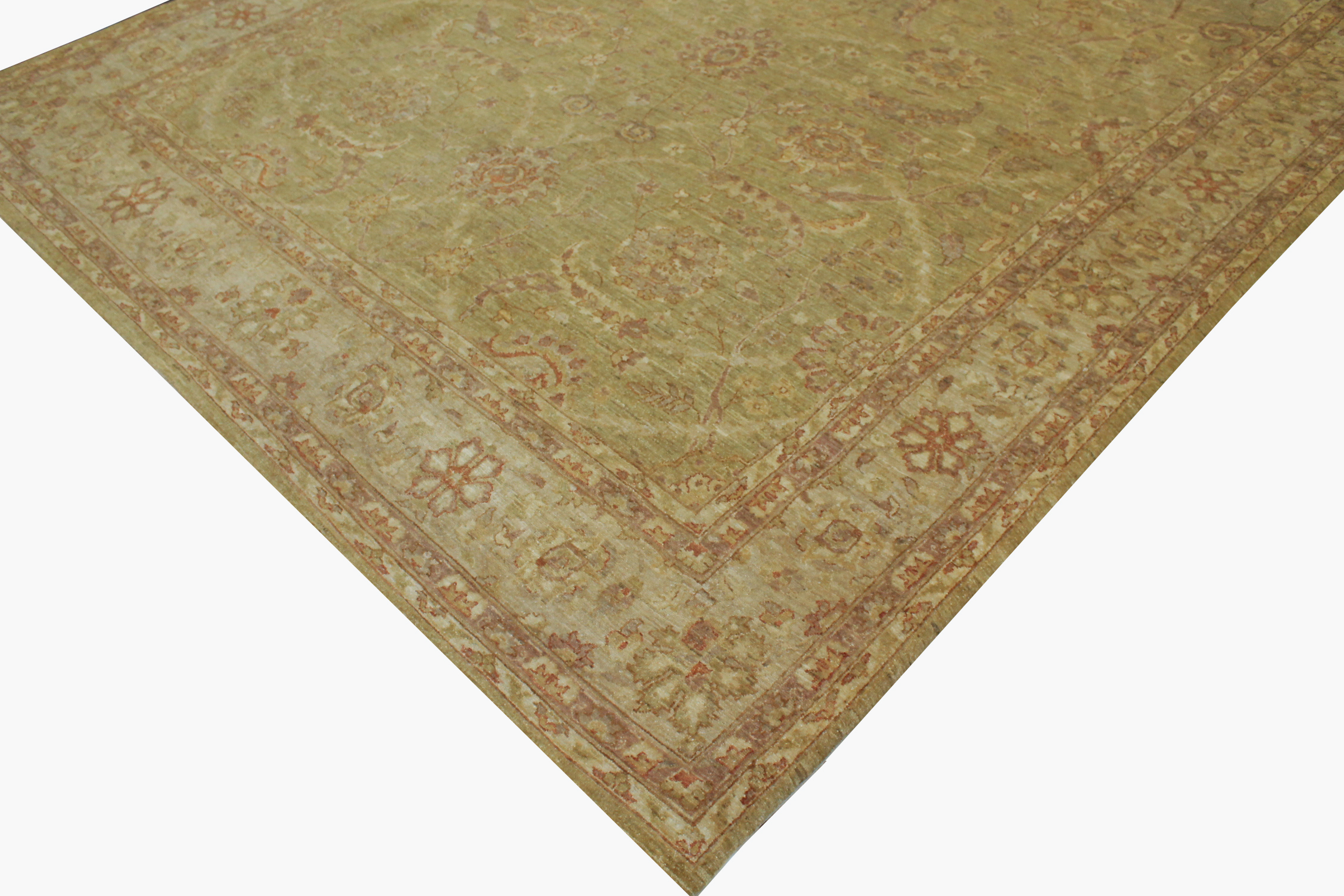 Clearance & Discount Rugs Chobi 13196 Green & Ivory - Beige Hand Knotted Rug