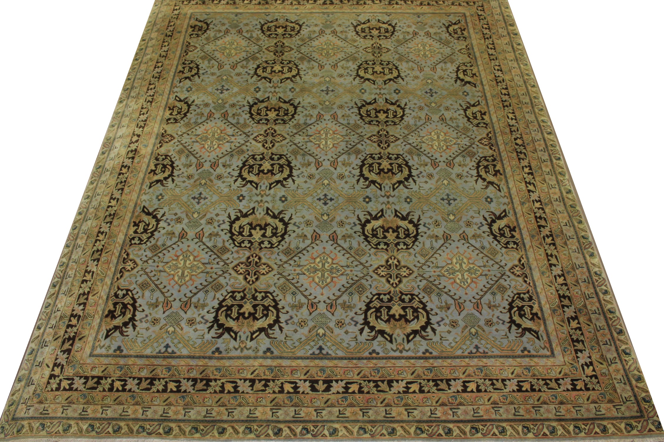 Clearance & Discount Rugs A. Lavar 13418 Lt. Blue - Blue & Lt. Gold - Gold Hand Knotted Rug