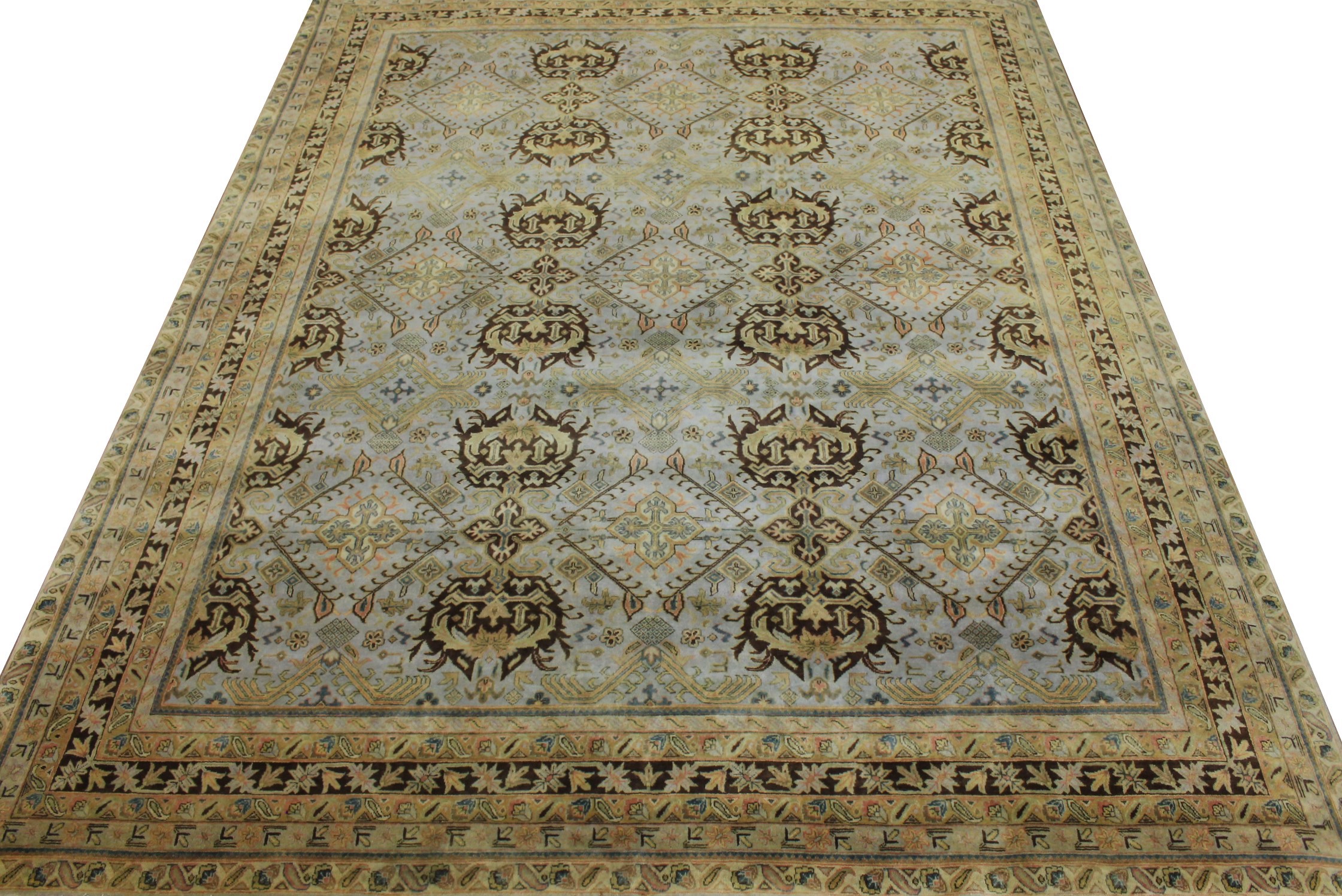 Clearance & Discount Rugs A. Lavar 13418 Lt. Blue - Blue & Lt. Gold - Gold Hand Knotted Rug