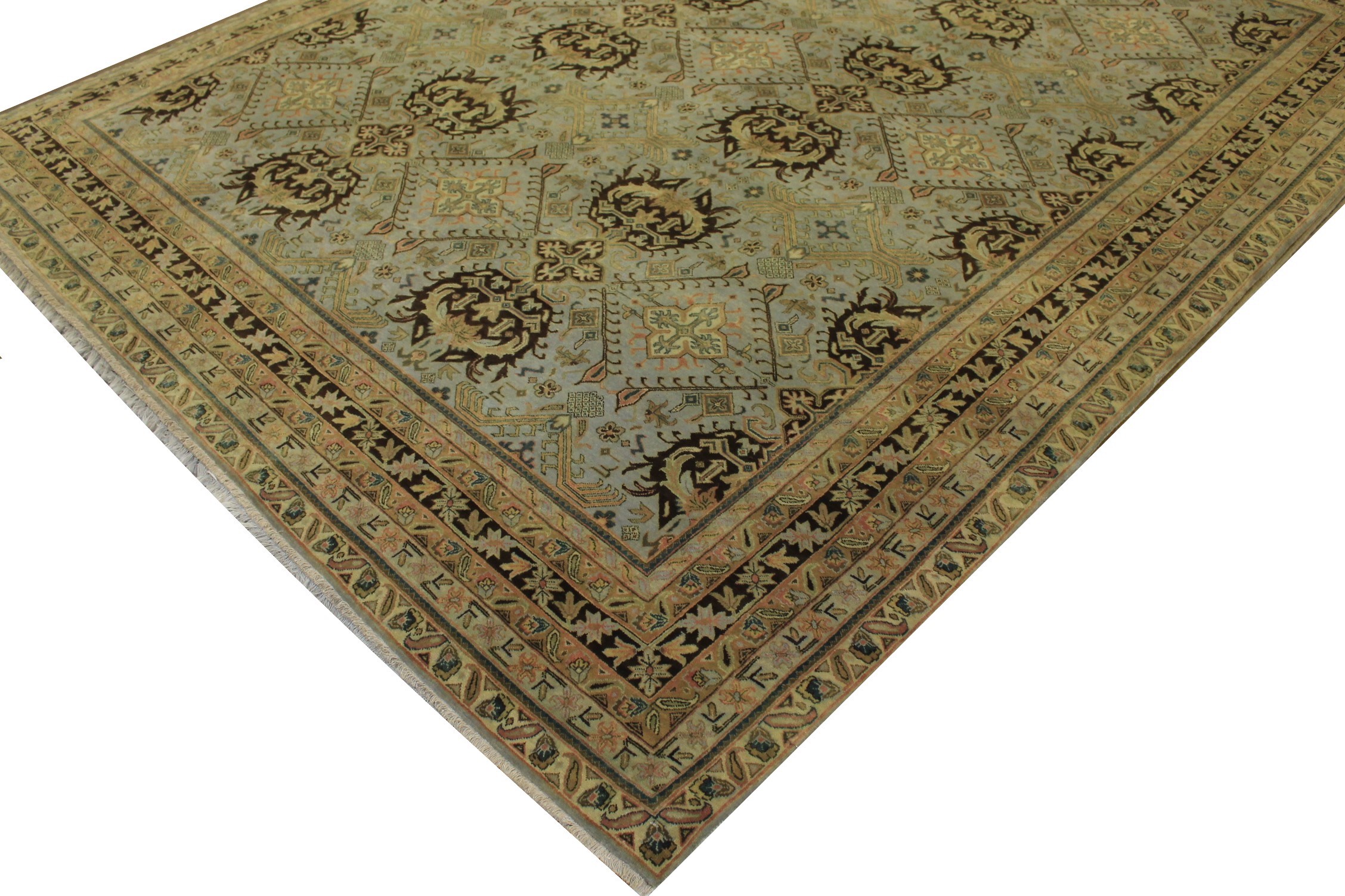 Clearance & Discount Rugs A. Lavar 13418 Lt. Blue - Blue & Lt. Gold - Gold Hand Knotted Rug