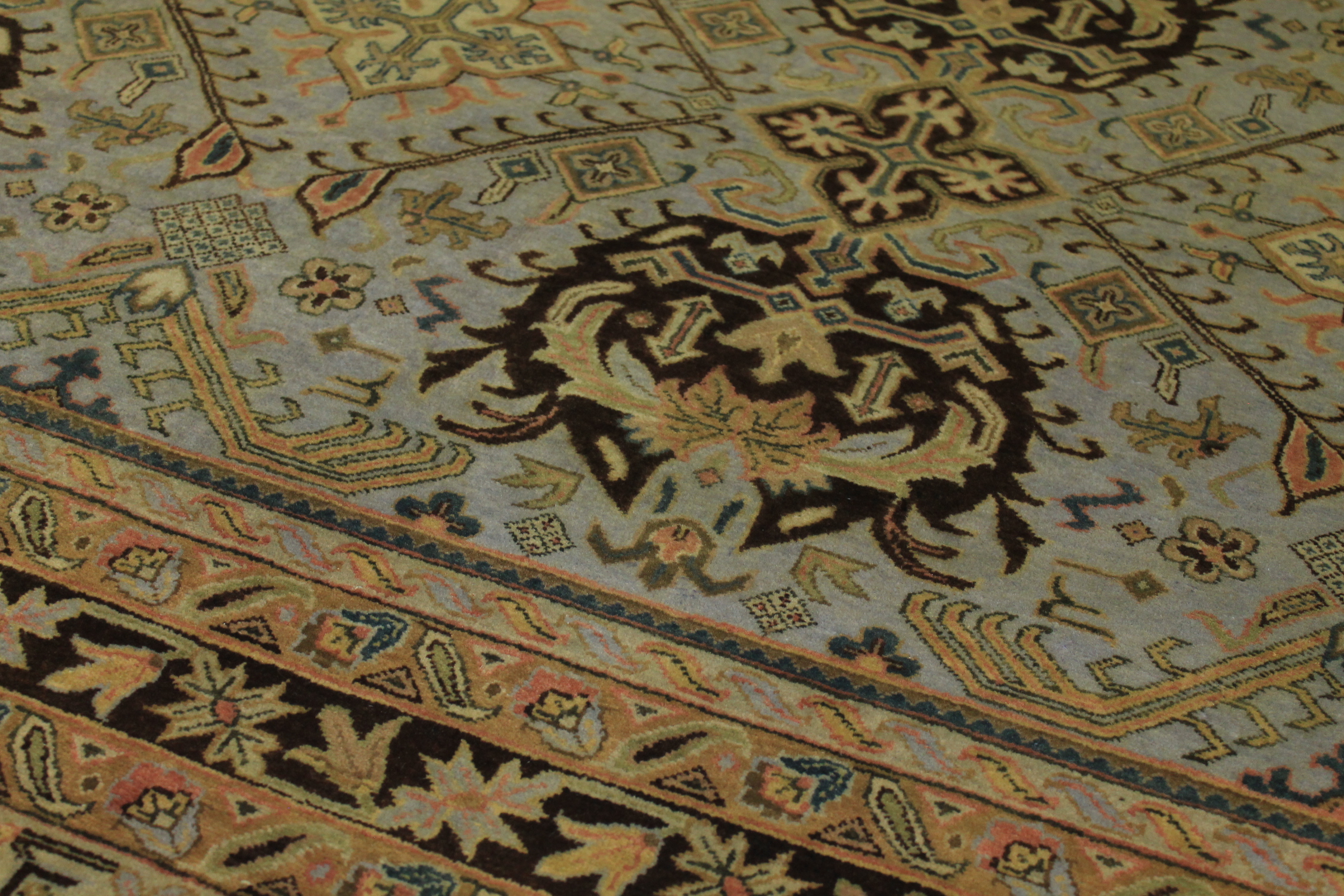 Clearance & Discount Rugs A. Lavar 13418 Lt. Blue - Blue & Lt. Gold - Gold Hand Knotted Rug
