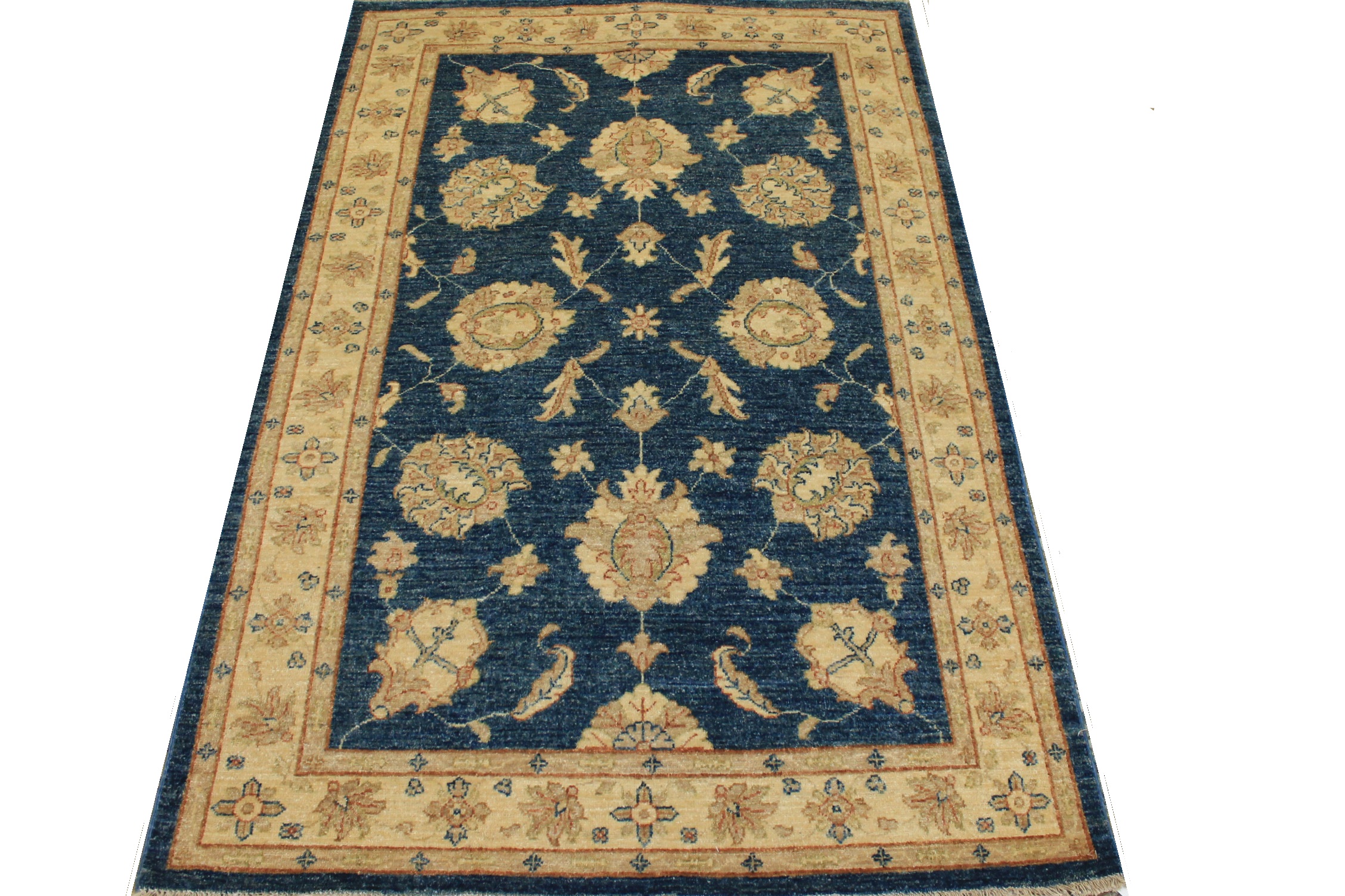 Clearance & Discount Rugs Chobi 14217 Medium Blue - Navy & Ivory - Beige Hand Knotted Rug