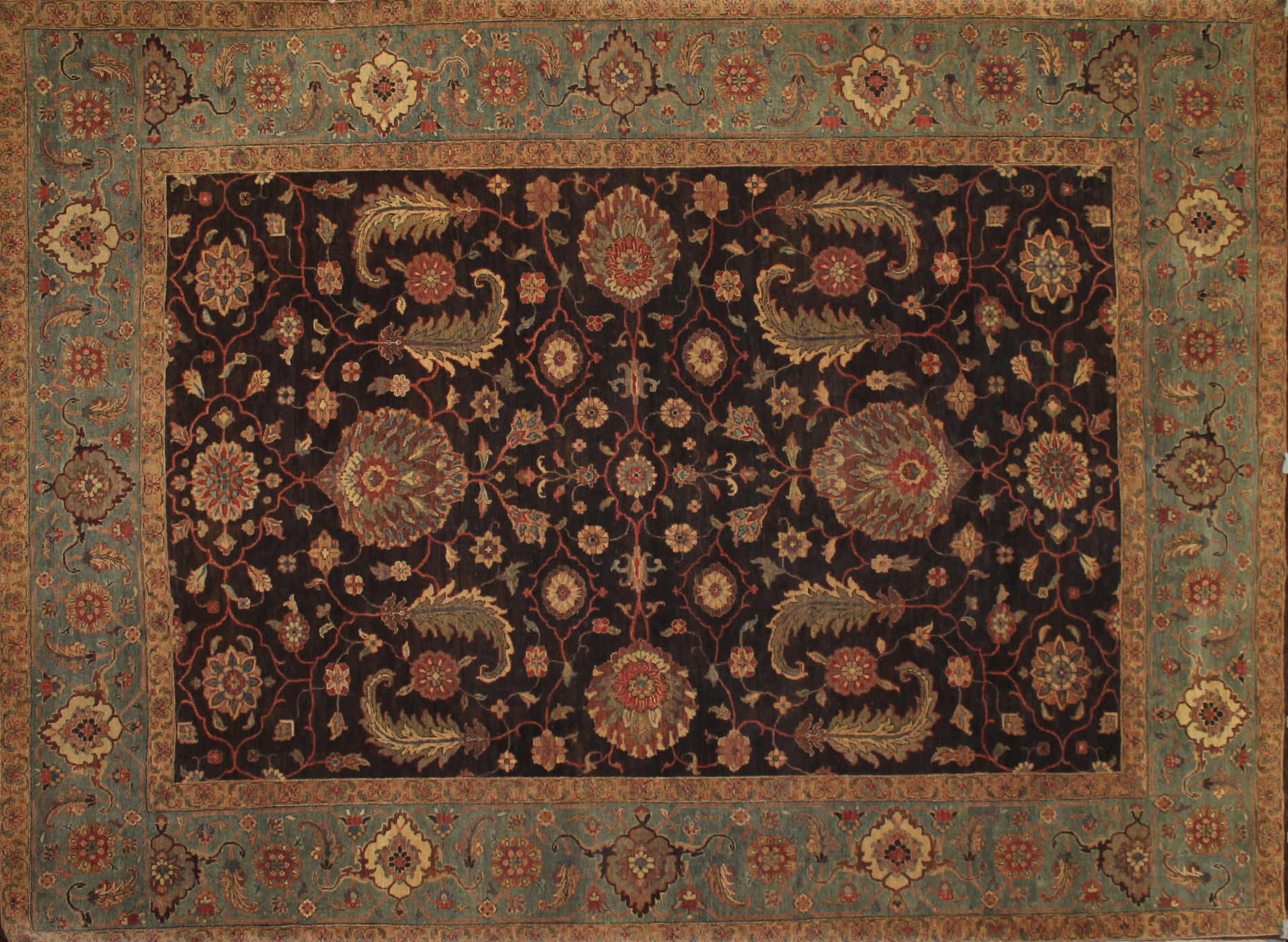 Clearance & Discount Rugs Khyber 14307 Lt. Brown - Chocolate & Green Hand Knotted Rug