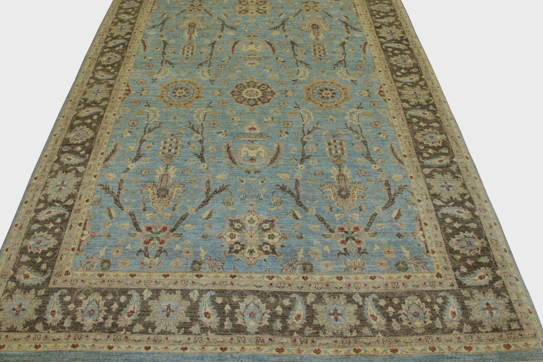 Clearance & Discount Rugs Chobi 14375 Lt. Blue - Blue & Lt. Brown - Chocolate Hand Knotted Rug