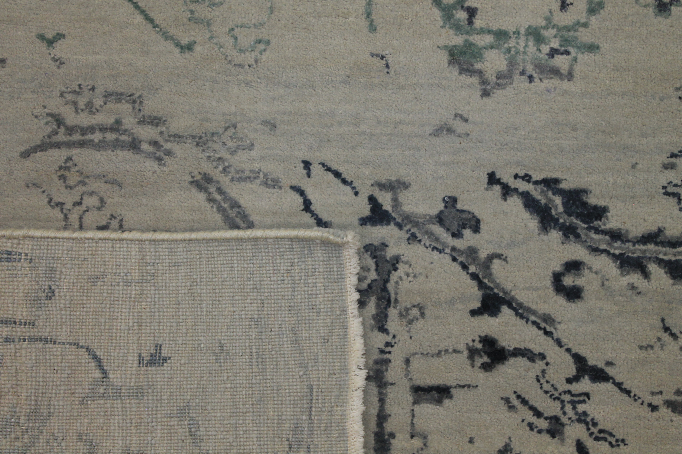 Clearance & Discount Rugs 14542 14542 Ivory - Beige & Medium Blue - Navy Hand Knotted Rug