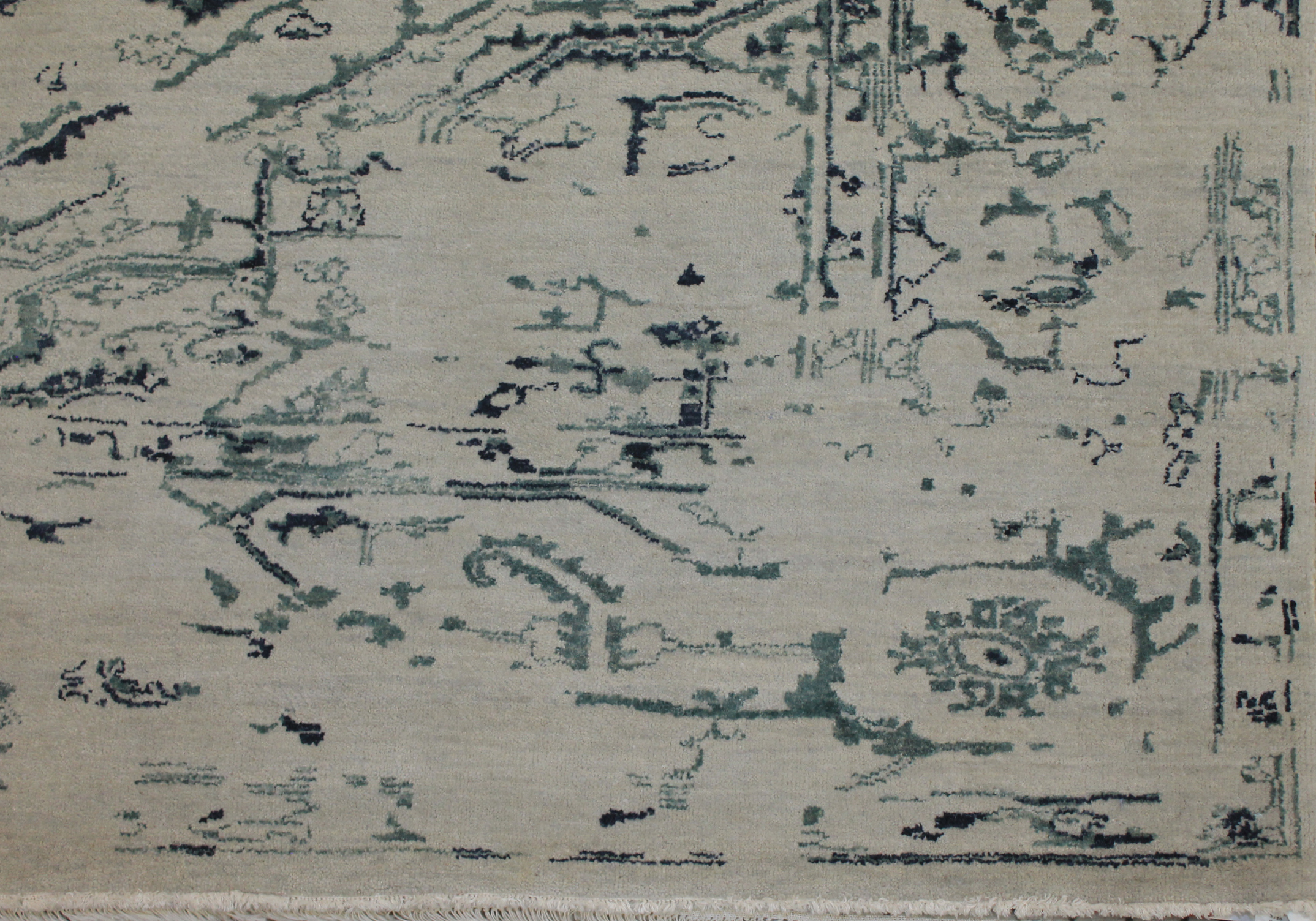 Clearance & Discount Rugs 14542 14542 Ivory - Beige & Medium Blue - Navy Hand Knotted Rug