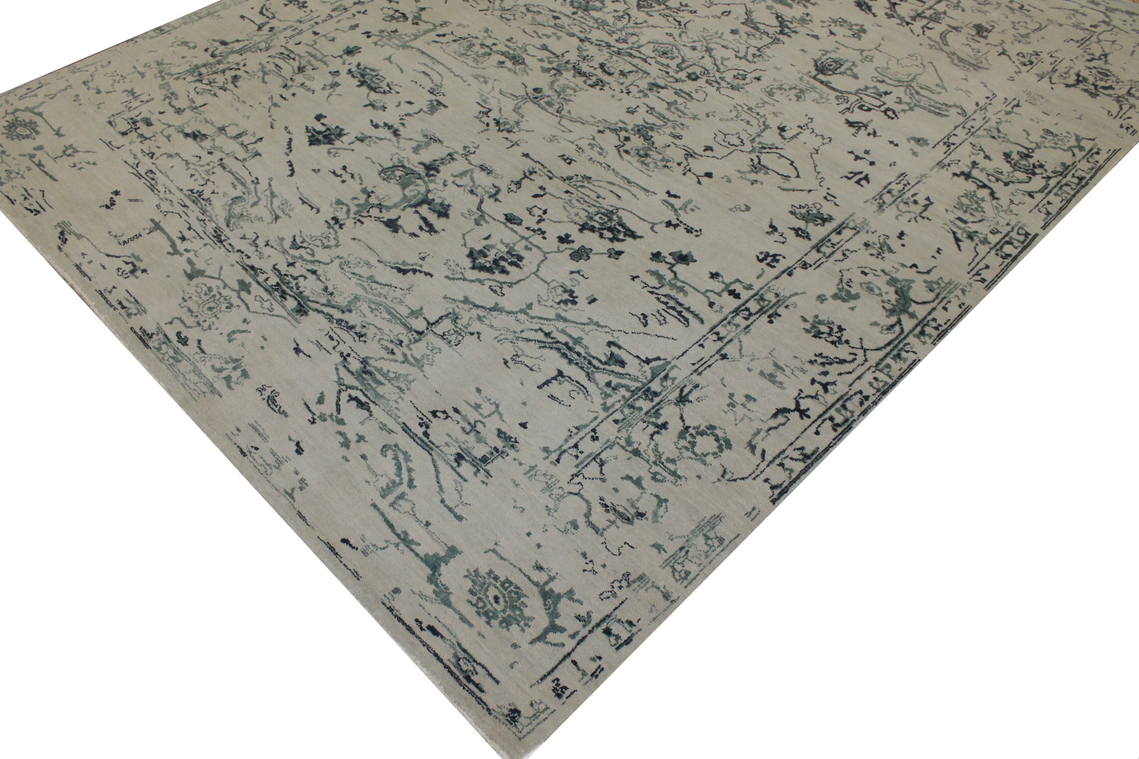 Clearance & Discount Rugs 14542 14542 Ivory - Beige & Medium Blue - Navy Hand Knotted Rug