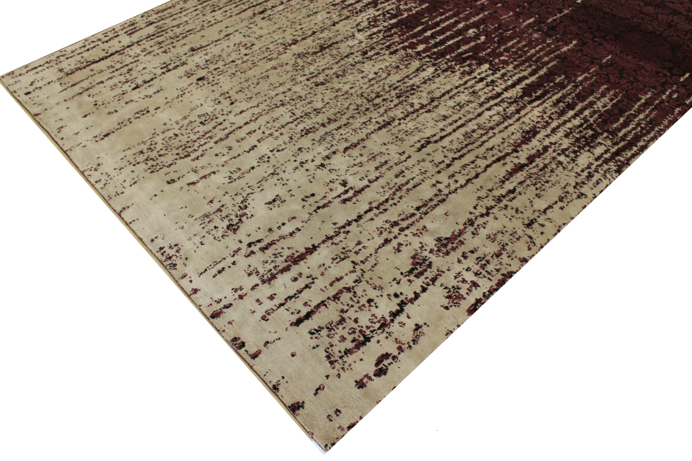 Clearance & Discount Rugs Bamboo Silk 14552 Ivory - Beige & Red - Burgundy Hand Knotted Rug