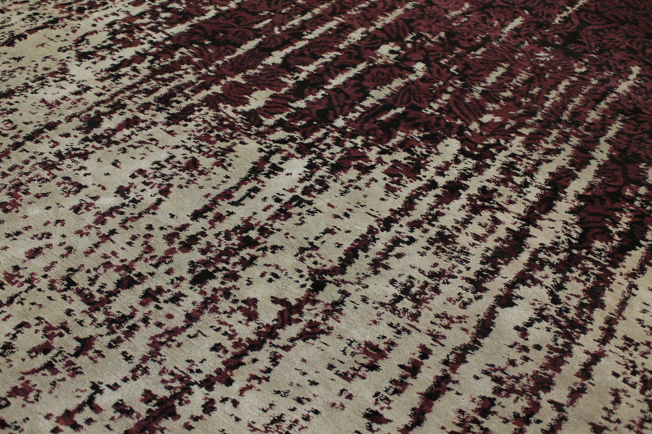 Clearance & Discount Rugs Bamboo Silk 14552 Ivory - Beige & Red - Burgundy Hand Knotted Rug