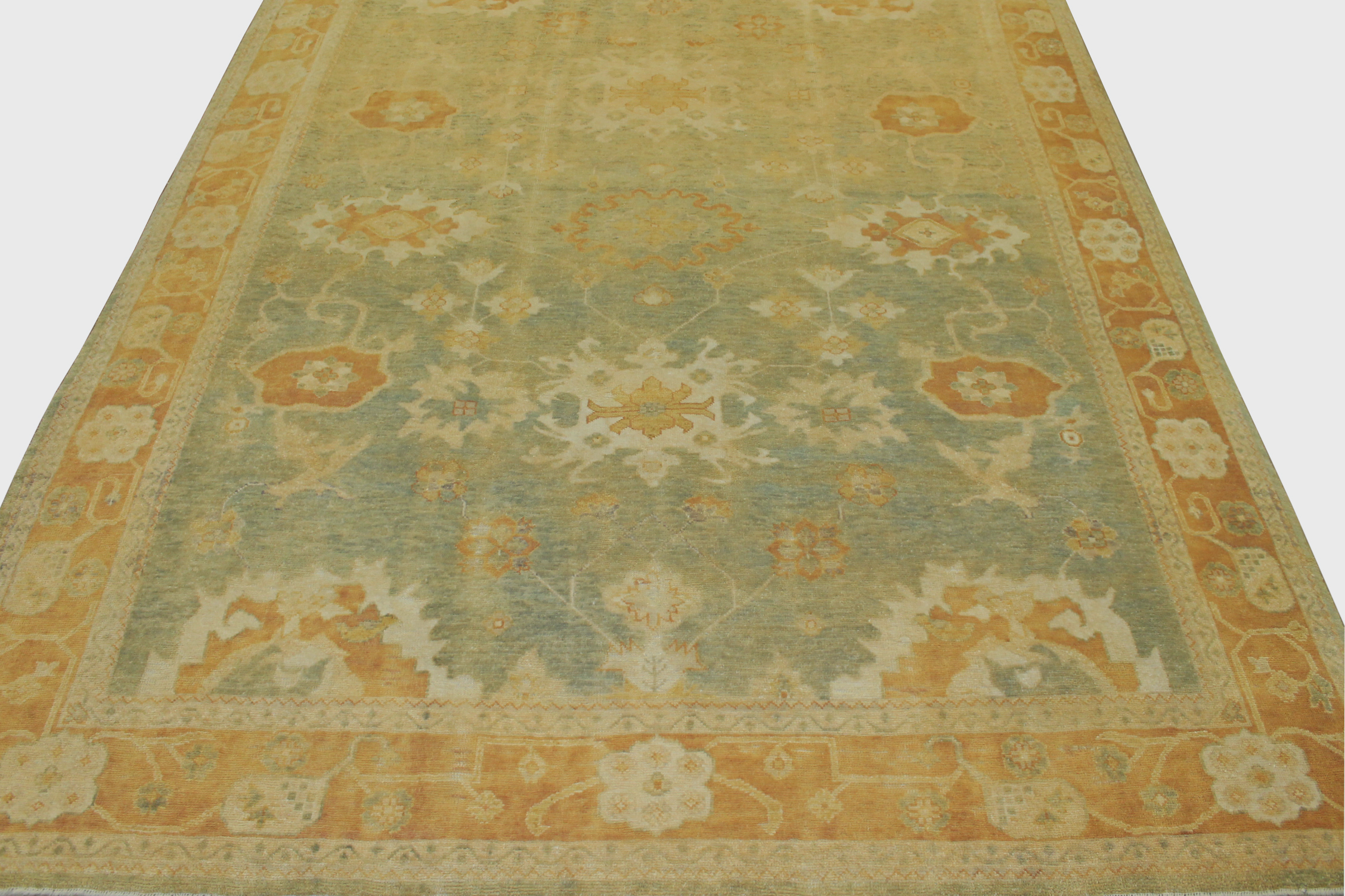 Clearance & Discount Rugs Chobi 14857 Lt.Green & Rust - Orange Hand Knotted Rug