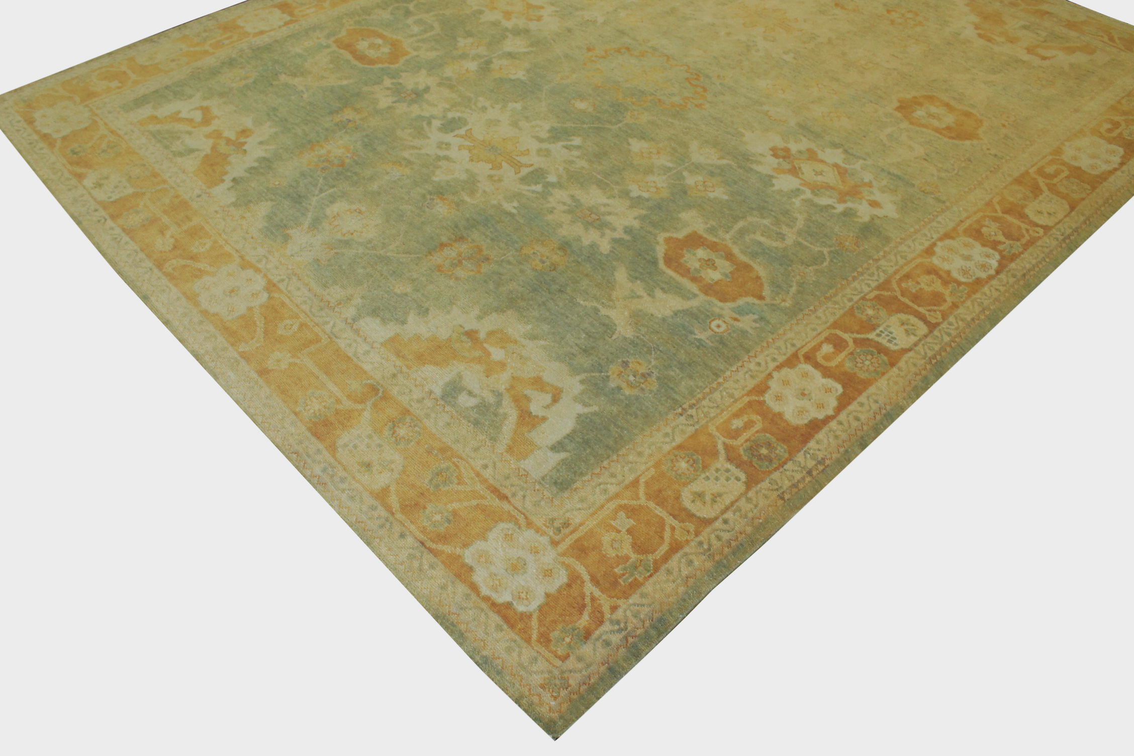 Clearance & Discount Rugs Chobi 14857 Lt.Green & Rust - Orange Hand Knotted Rug