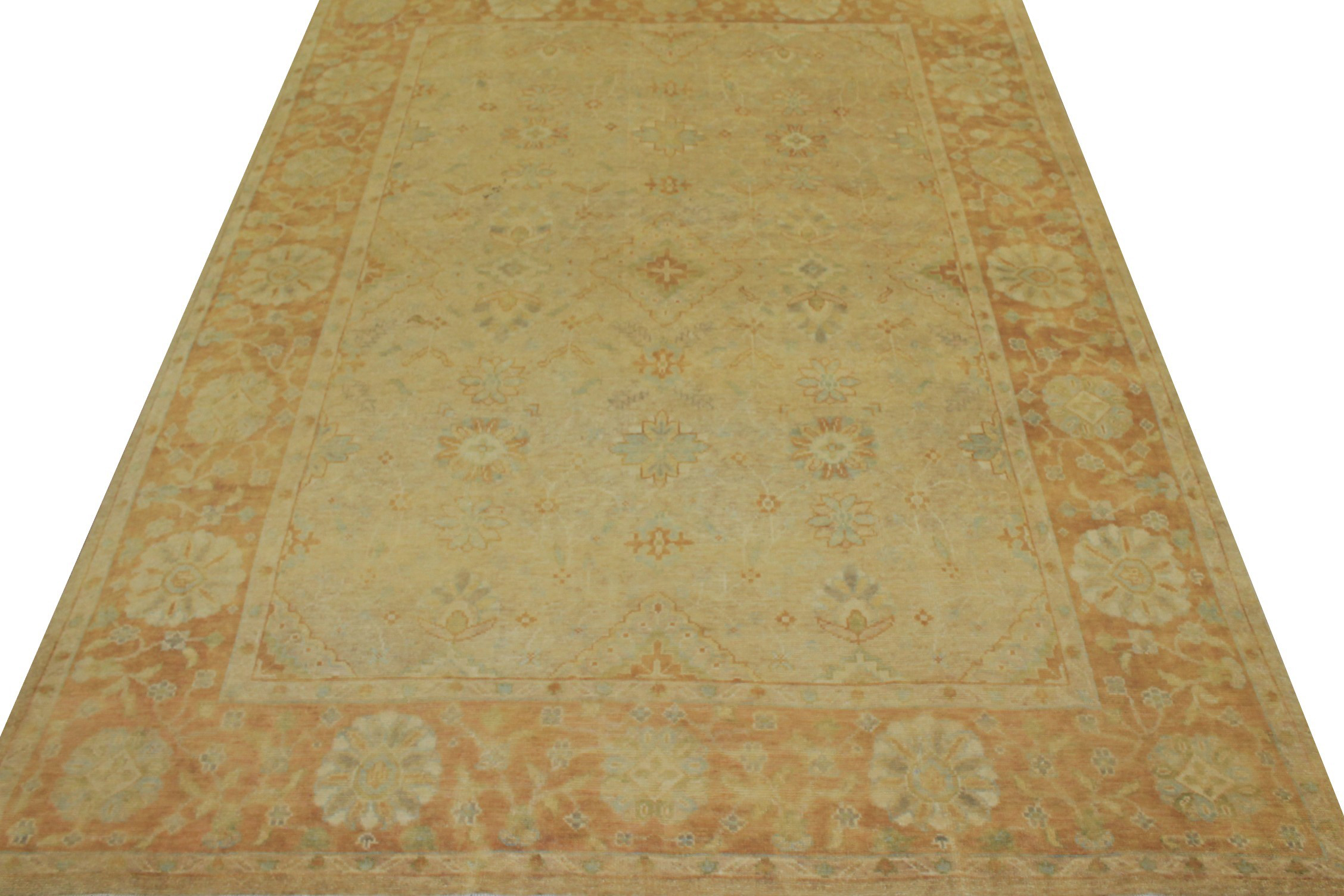 Clearance & Discount Rugs TKnot 14859 Lt. Gold - Gold & Rust - Orange Hand Knotted Rug