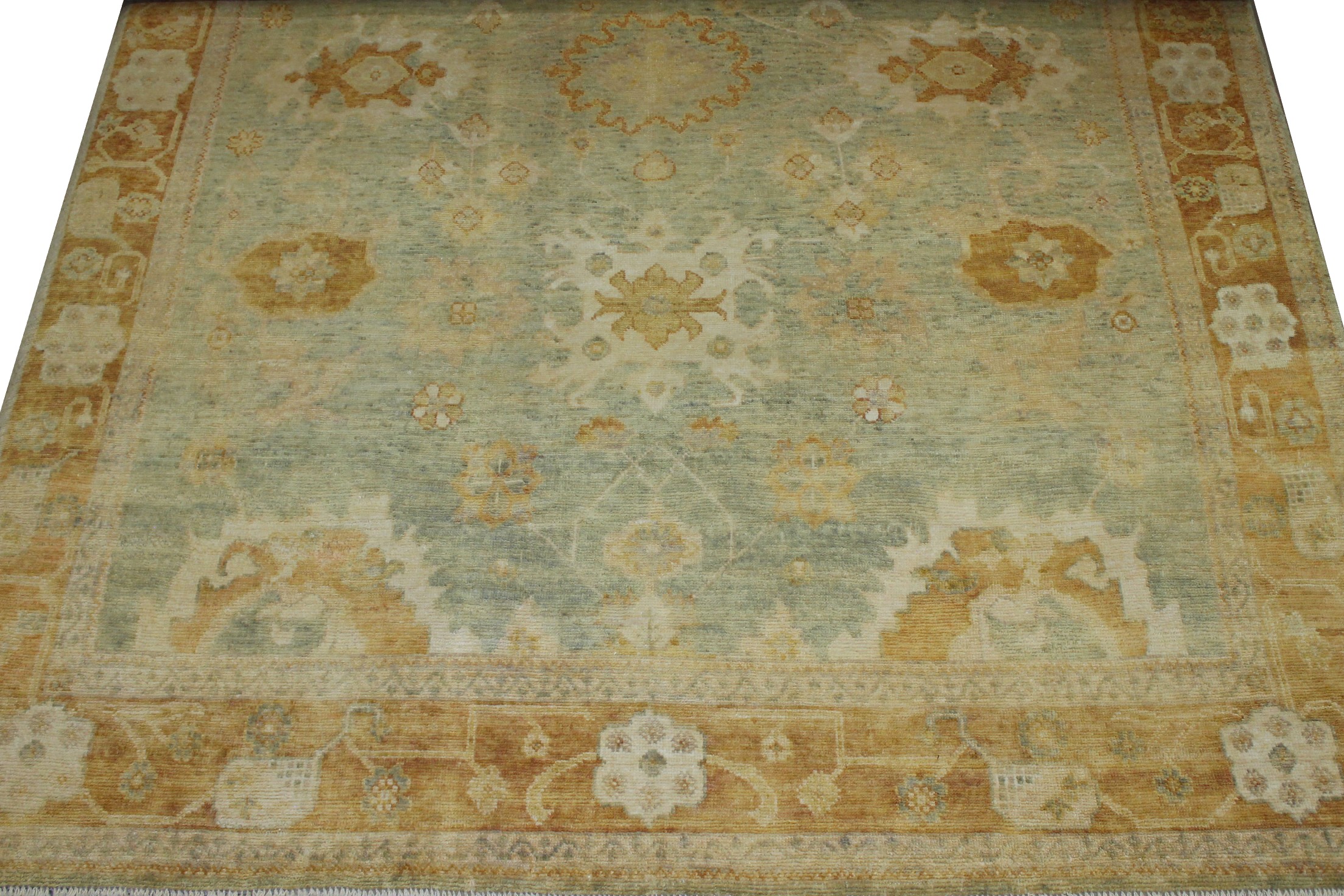 Clearance & Discount Rugs Tknot 14861 Lt. Blue - Blue & Rust - Orange Hand Knotted Rug