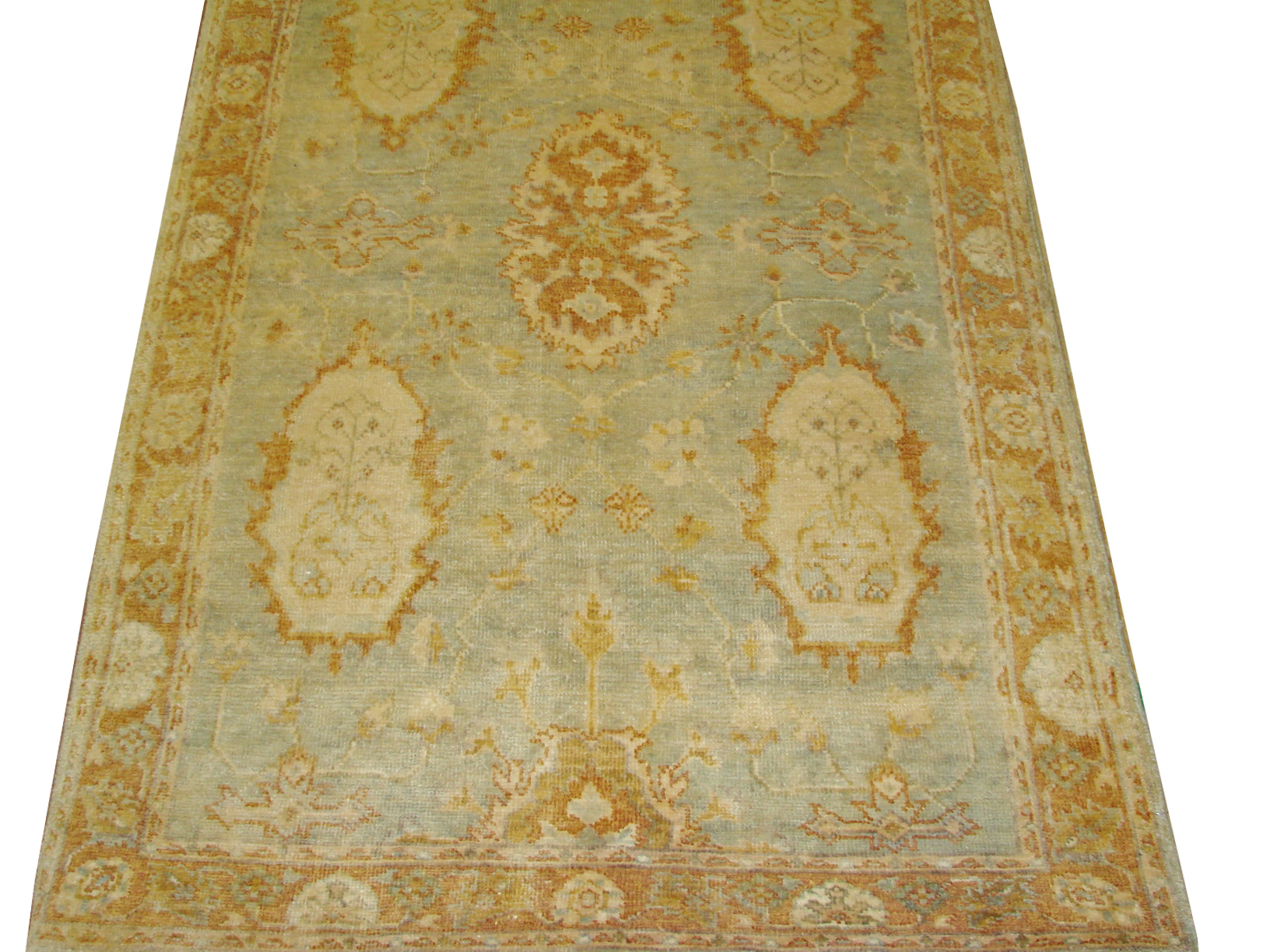 Clearance & Discount Rugs Tknot 14865 Lt. Blue - Blue & Rust - Orange Hand Knotted Rug