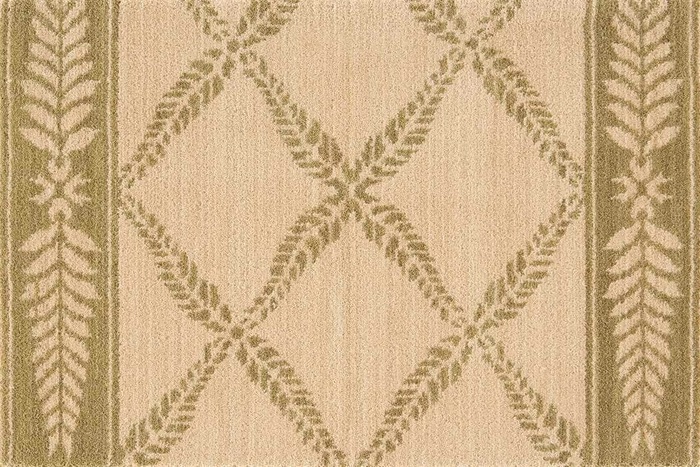 Hall & Stair Runner Rugs Chateau Normandy Runner NO21 Ivory/Green Ivory - Beige & Green Machine Made Rug