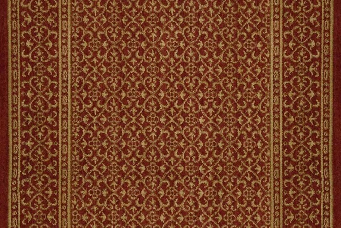 Hall & Stair Runner Rugs CHATEAU REIMS RM21 Ruby Red - Burgundy & Ivory - Beige Machine Made Rug