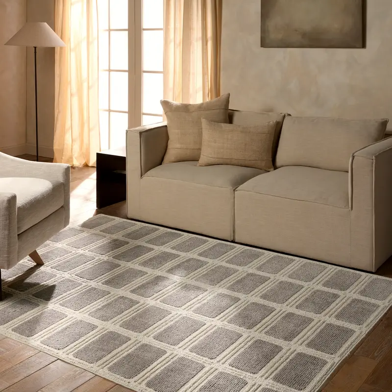 Casual Rugs & Solid Rugs Composure CMP03 Ivory - Beige & Lt. Grey - Grey Machine Made Rug