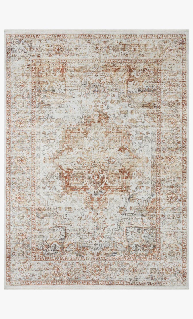 Oushak Rugs Bonney BNY-01 Ivory/Sunset Ivory - Beige & Rust - Orange Machine Made Rug