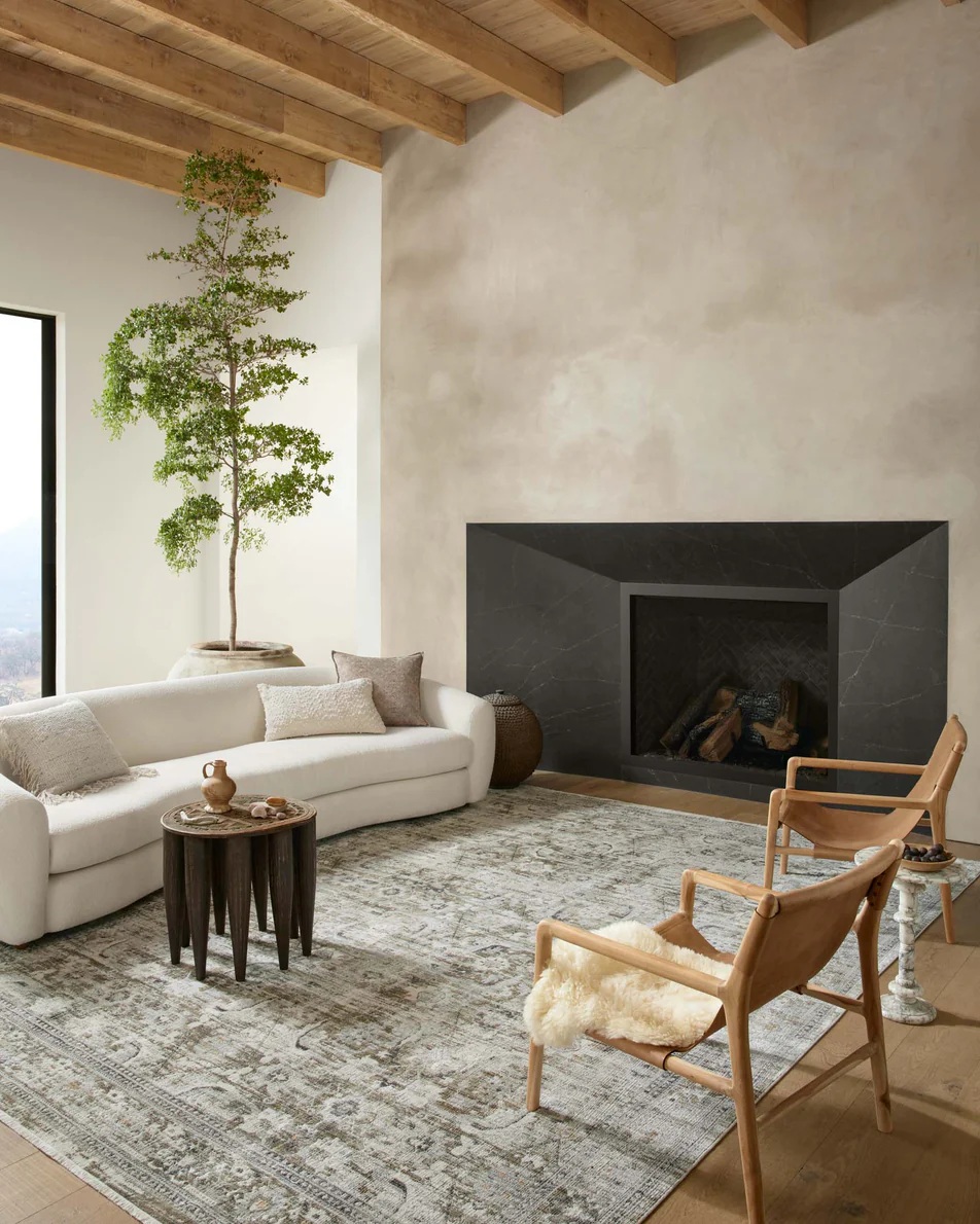 Oushak Rugs Bonney BNY-02 Moss/Stone Green & Lt. Grey - Grey Machine Made Rug