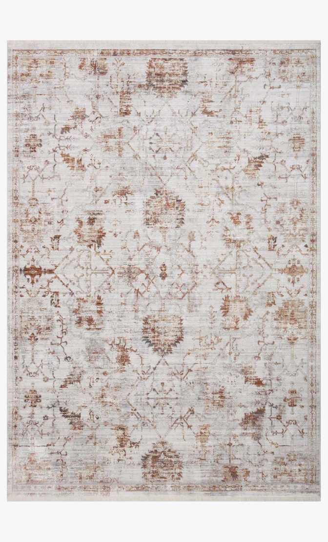 Oushak Rugs Bonney BNY-04 Silver/Sunset Lt. Grey - Grey & Rust - Orange Machine Made Rug