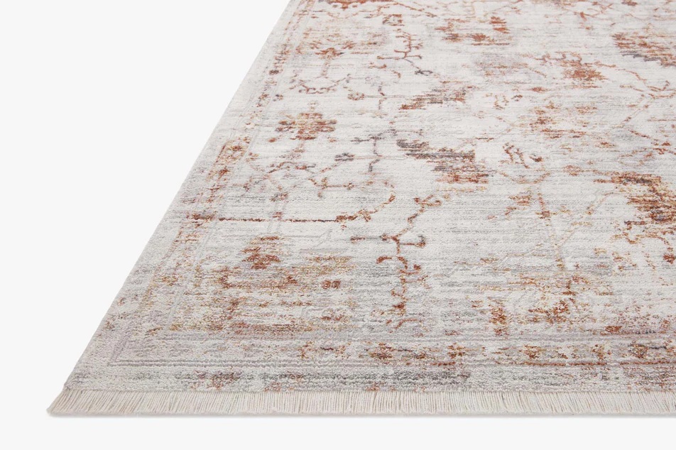 Oushak Rugs Bonney BNY-04 Silver/Sunset Lt. Grey - Grey & Rust - Orange Machine Made Rug