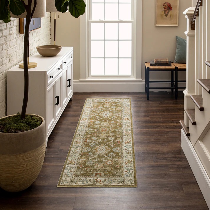 Oushak Rugs Adalia Iznik Brown RG847-110 Green & Lt. Brown - Chocolate Machine Made Rug