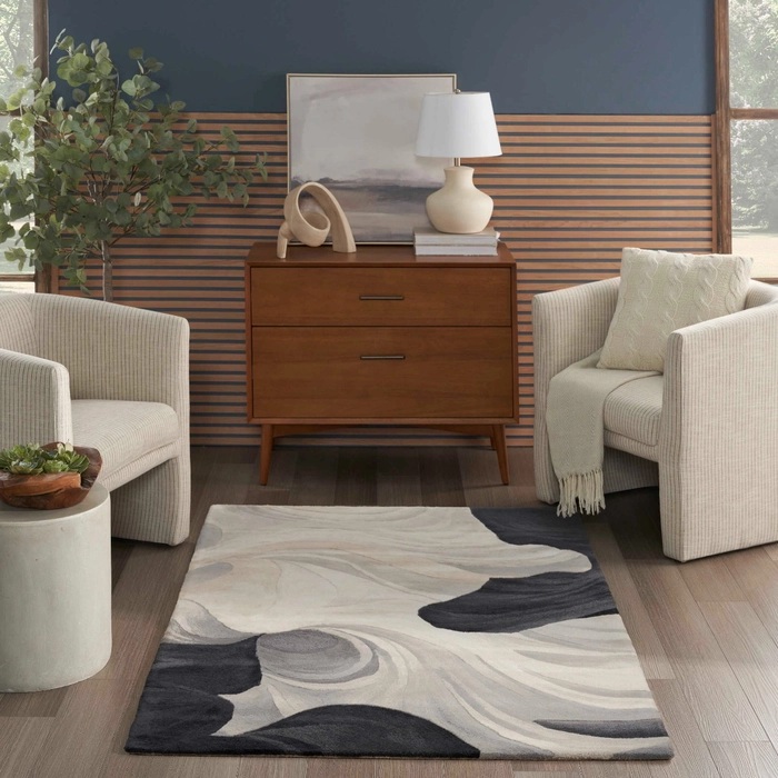 Contemporary Rugs & Transitional Rugs Prismatic PRS41 Ivory - Beige & Black - Charcoal Hand Tufted Rug
