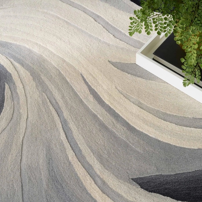 Contemporary Rugs & Transitional Rugs Prismatic PRS41 Ivory - Beige & Black - Charcoal Hand Tufted Rug