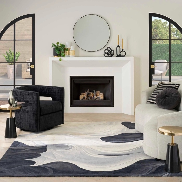 Contemporary Rugs & Transitional Rugs Prismatic PRS41 Ivory - Beige & Black - Charcoal Hand Tufted Rug