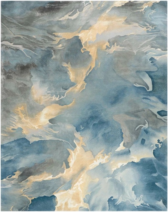 Contemporary Rugs & Transitional Rugs Prismatic PRS40 Lt. Blue - Blue & Lt. Gold - Gold Hand Tufted Rug